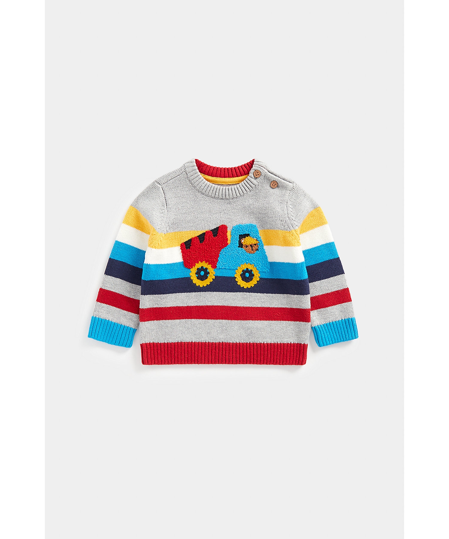 Mothercare | Boys Full Sleeves Sweaters Intarsia Truck Design-Multicolor