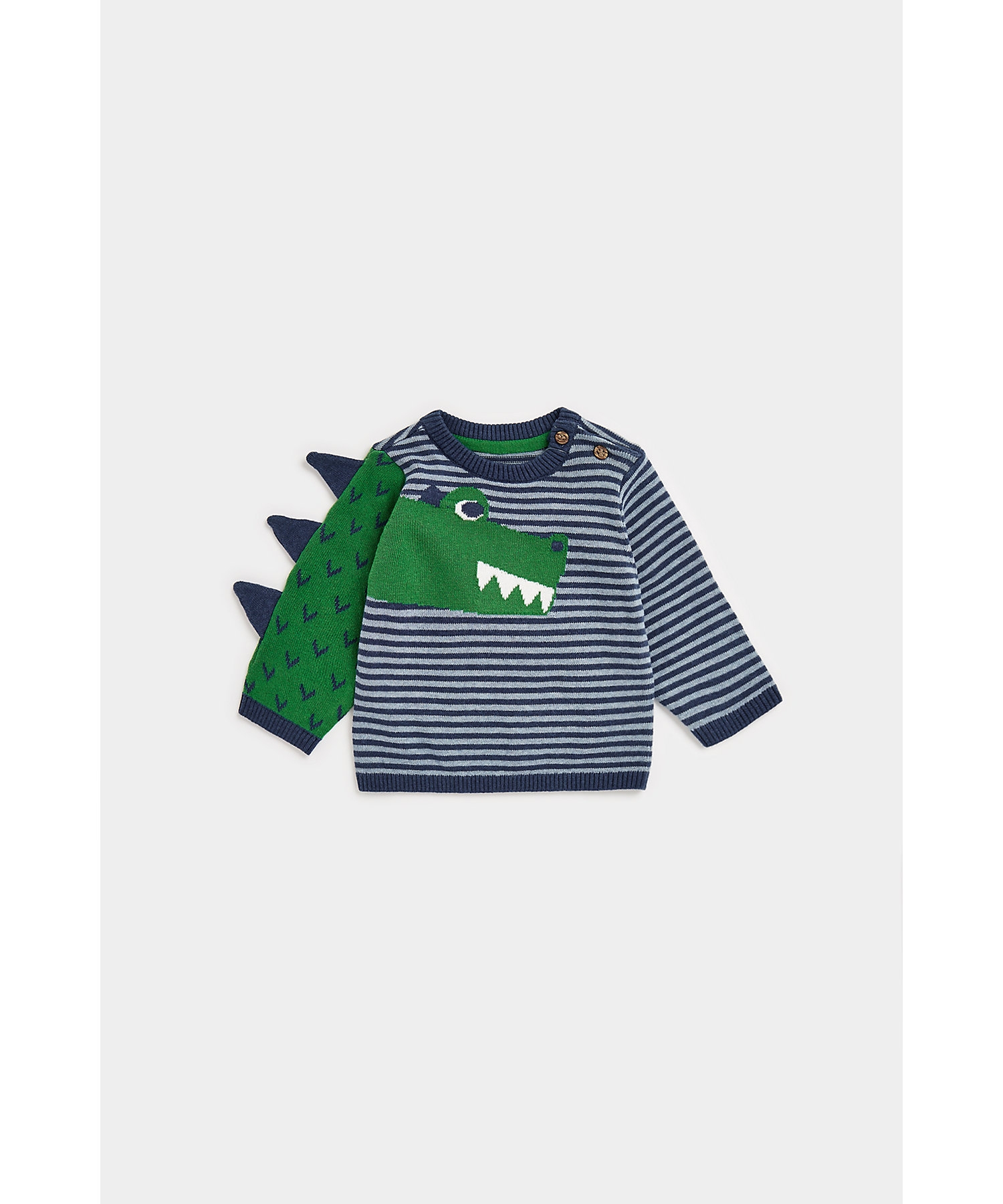 Mothercare | Boys Full Sleeves Sweaters 3D Dino Design-Navy