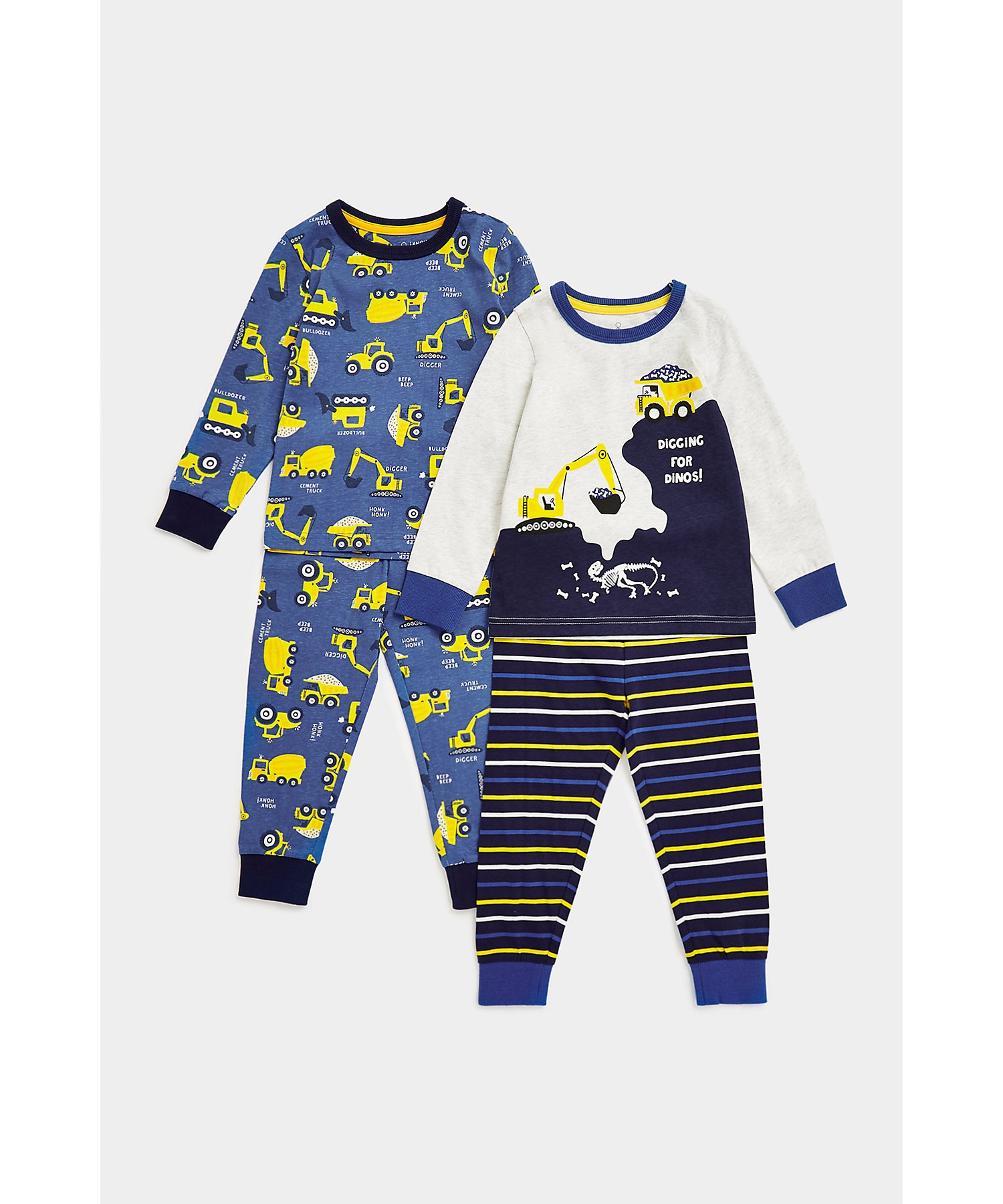 Mothercare | Boys Full Sleeves Pyjama Sets -Pack of 2-Blue