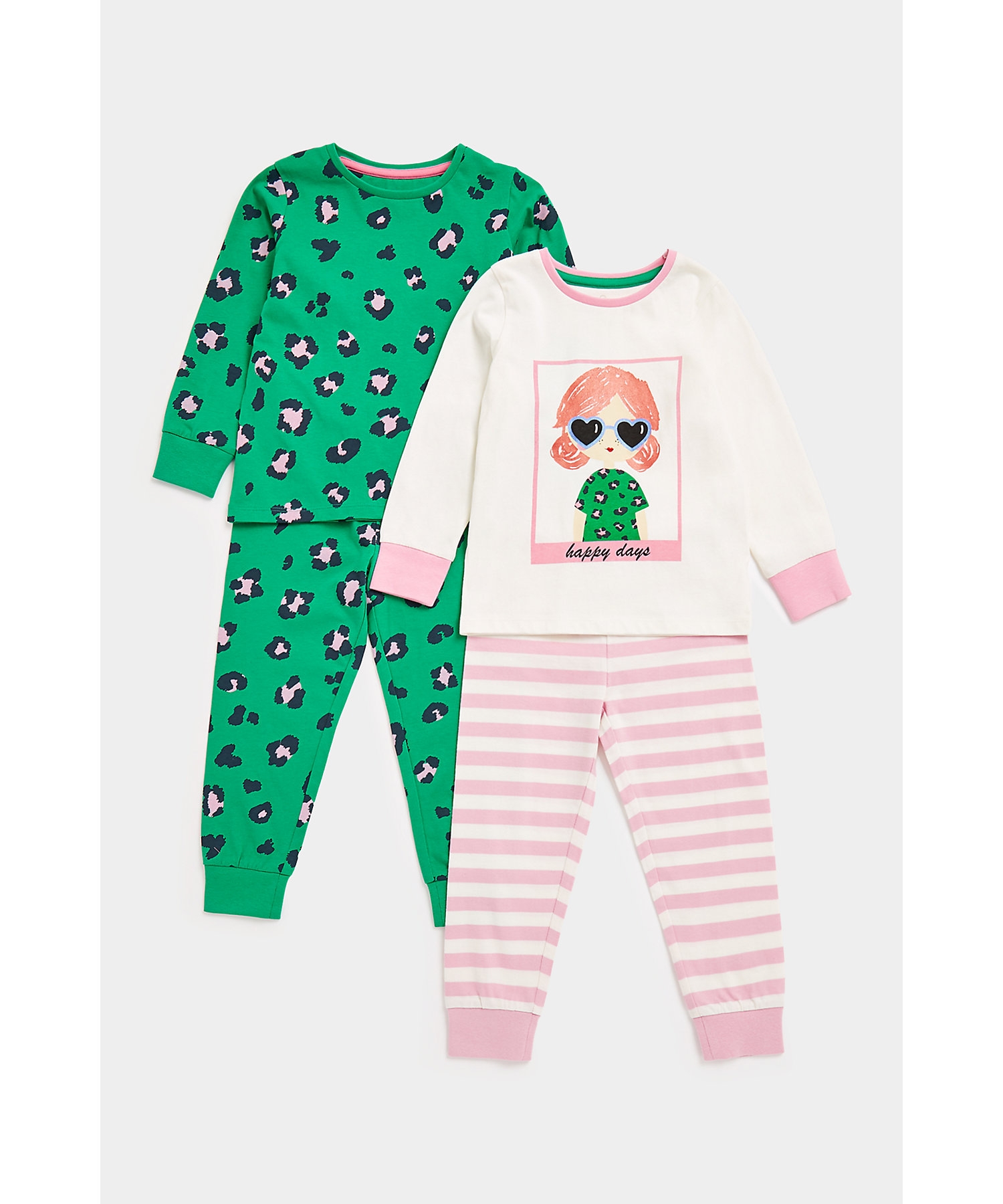 Mothercare | Girls Full Sleeves Pyjama Sets -Pack of 2-Multicolor