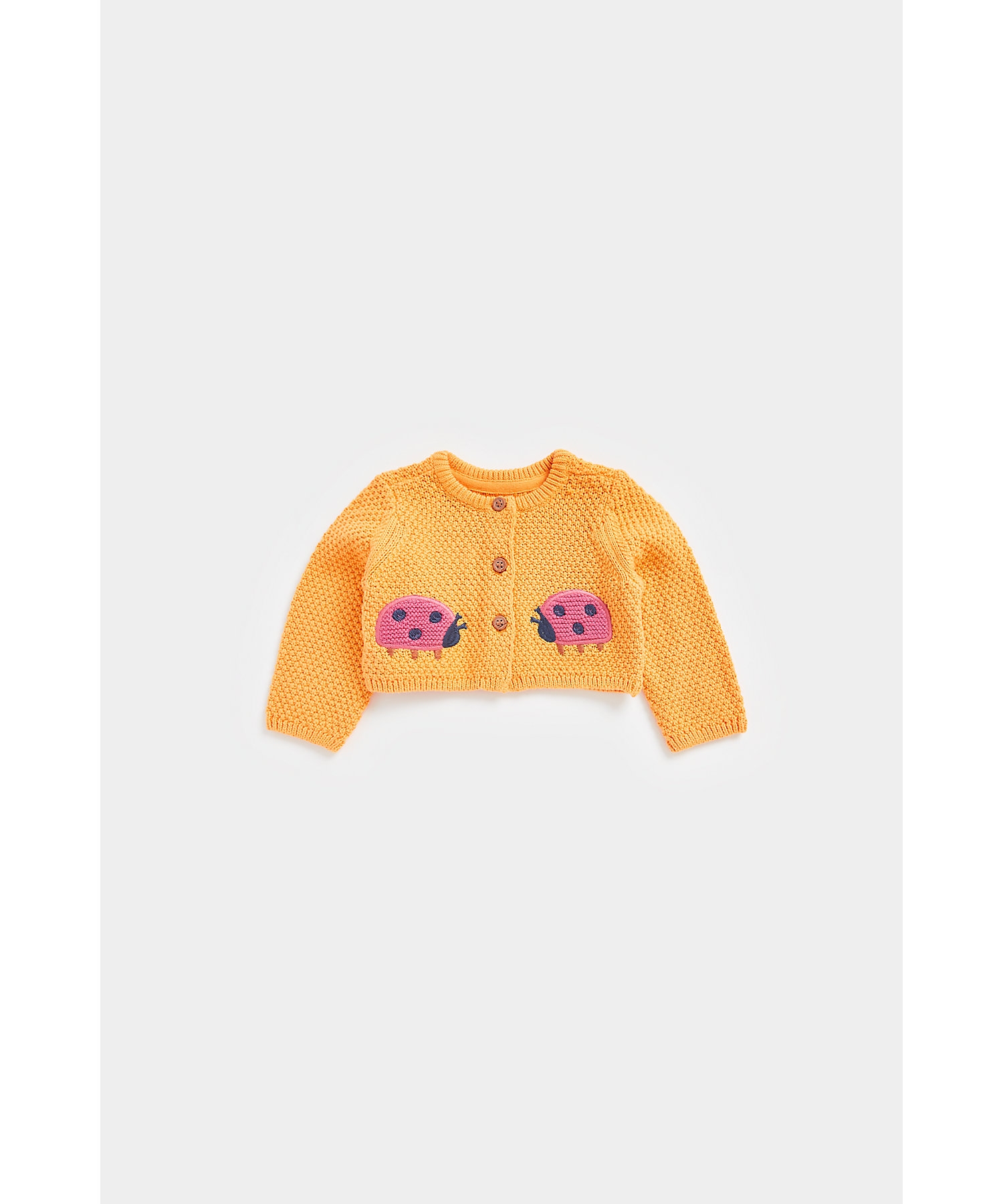 Mothercare | Girls Full Sleeves Cardigan Ladybug Crochet-Brown