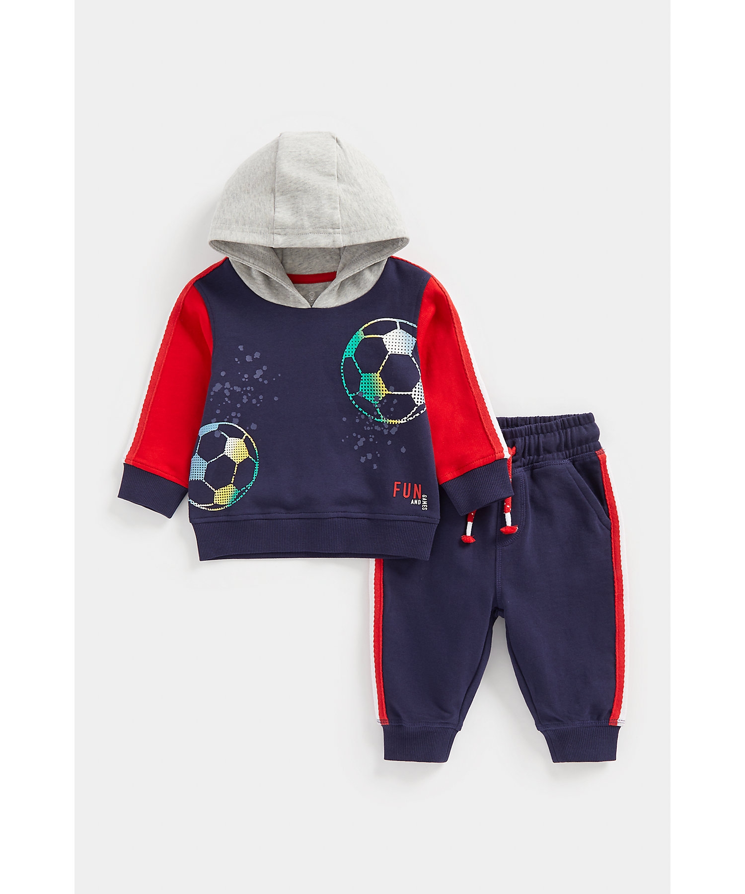 Mothercare | Boys Full Sleeves Sweatshirt & Jogger Set Football Design-Multicolor