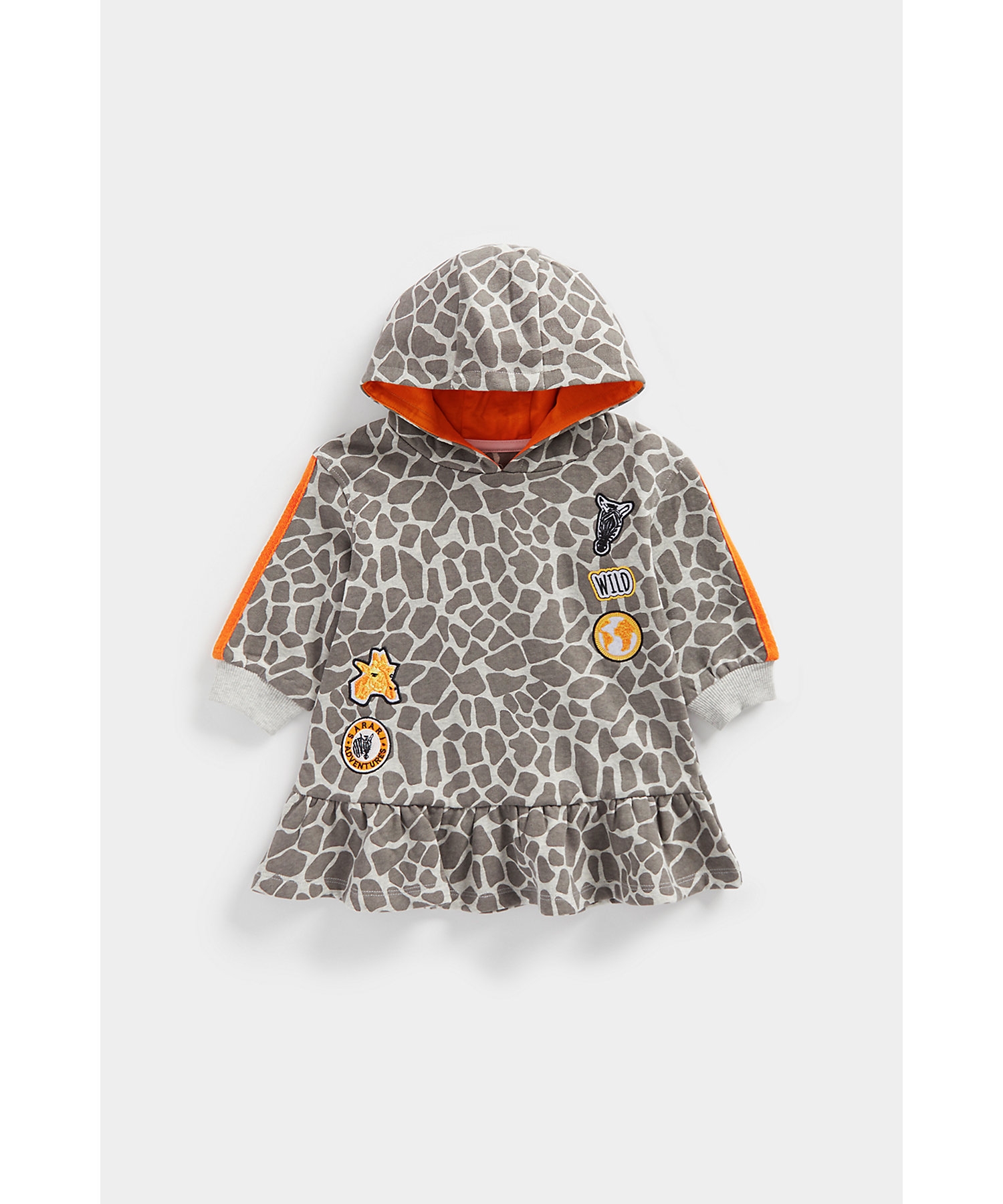 Mothercare | Girls Full Sleeves Dress with a Hood -Grey