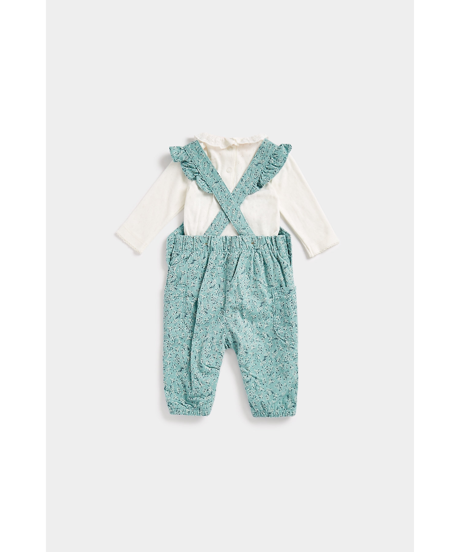 Mothercare | Girls Full Sleeves Dungaree Set All Over Print-Pack of 1-Multicolor 1