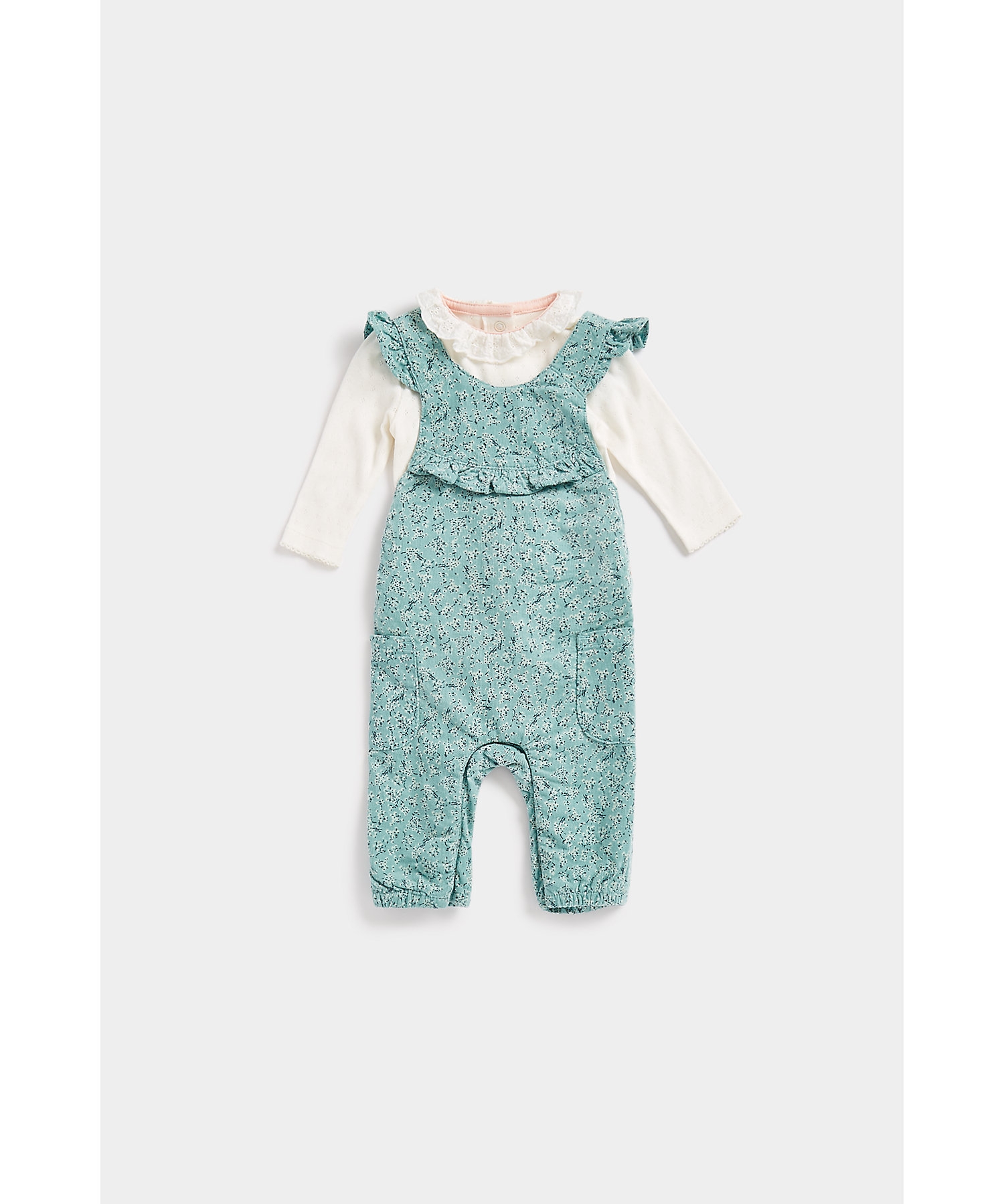 Mothercare | Girls Full Sleeves Dungaree Set All Over Print-Pack of 1-Multicolor