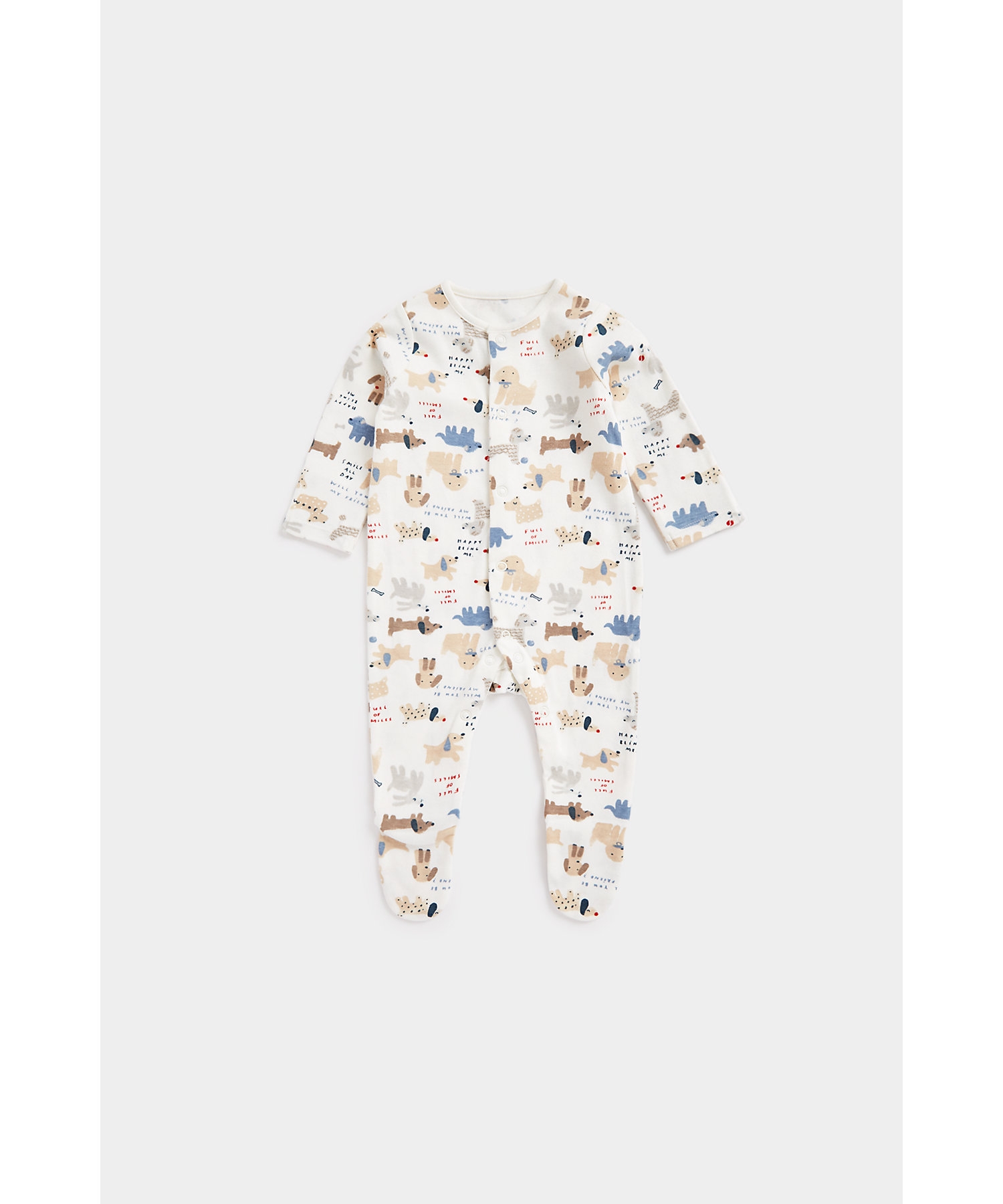 Unisex Full Sleeves Sleepsuits Front Open -Multicolor