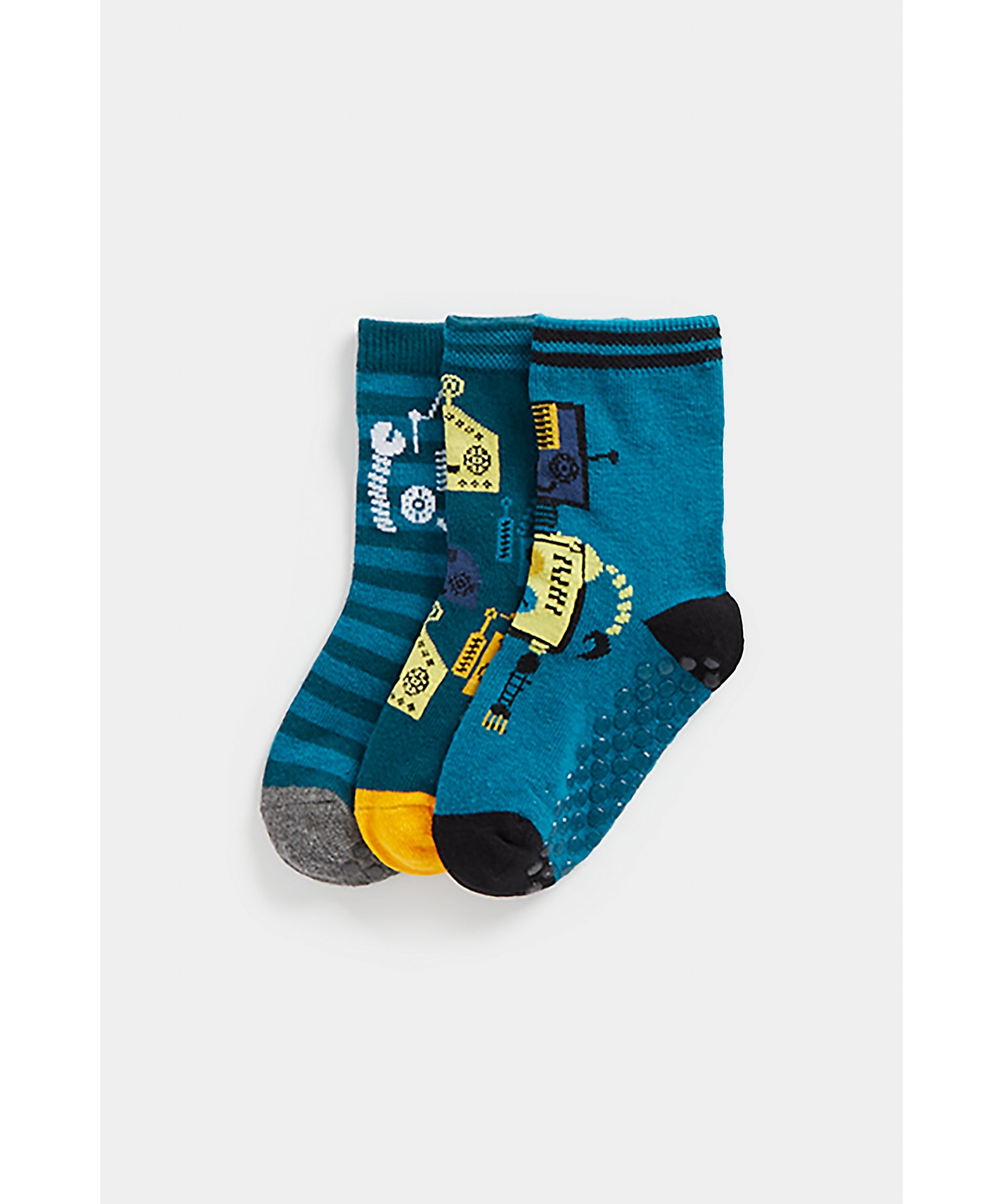 Boys Socks Robot Design-Pack Of 3-Multicolor