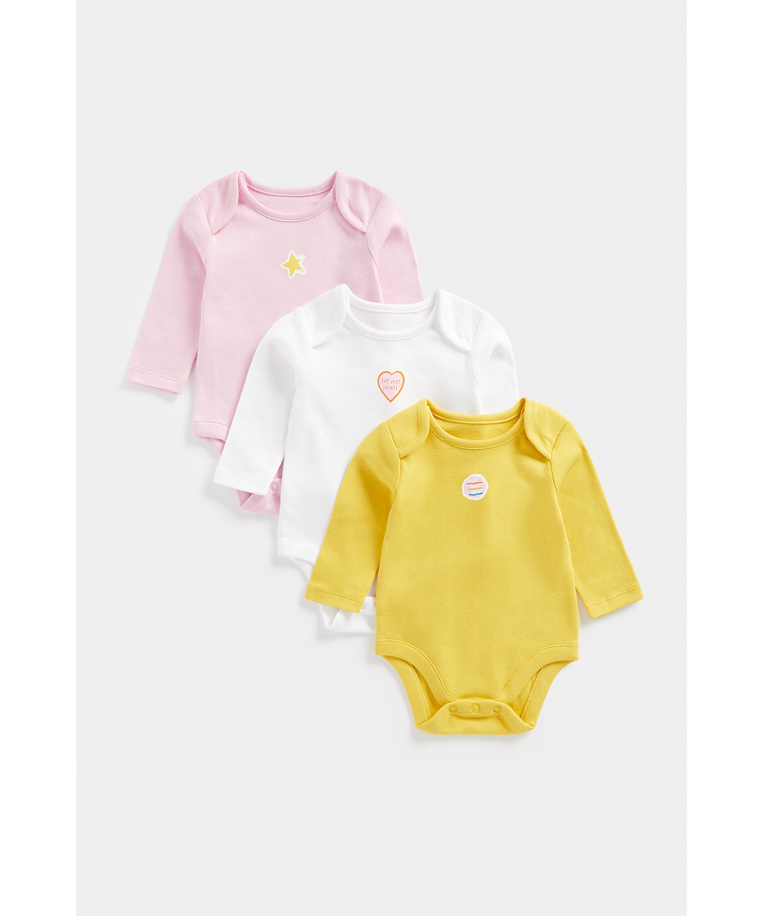 Mothercare | Girls Full Sleeves Bodysuits Fun Colorful Designs-Multicolor