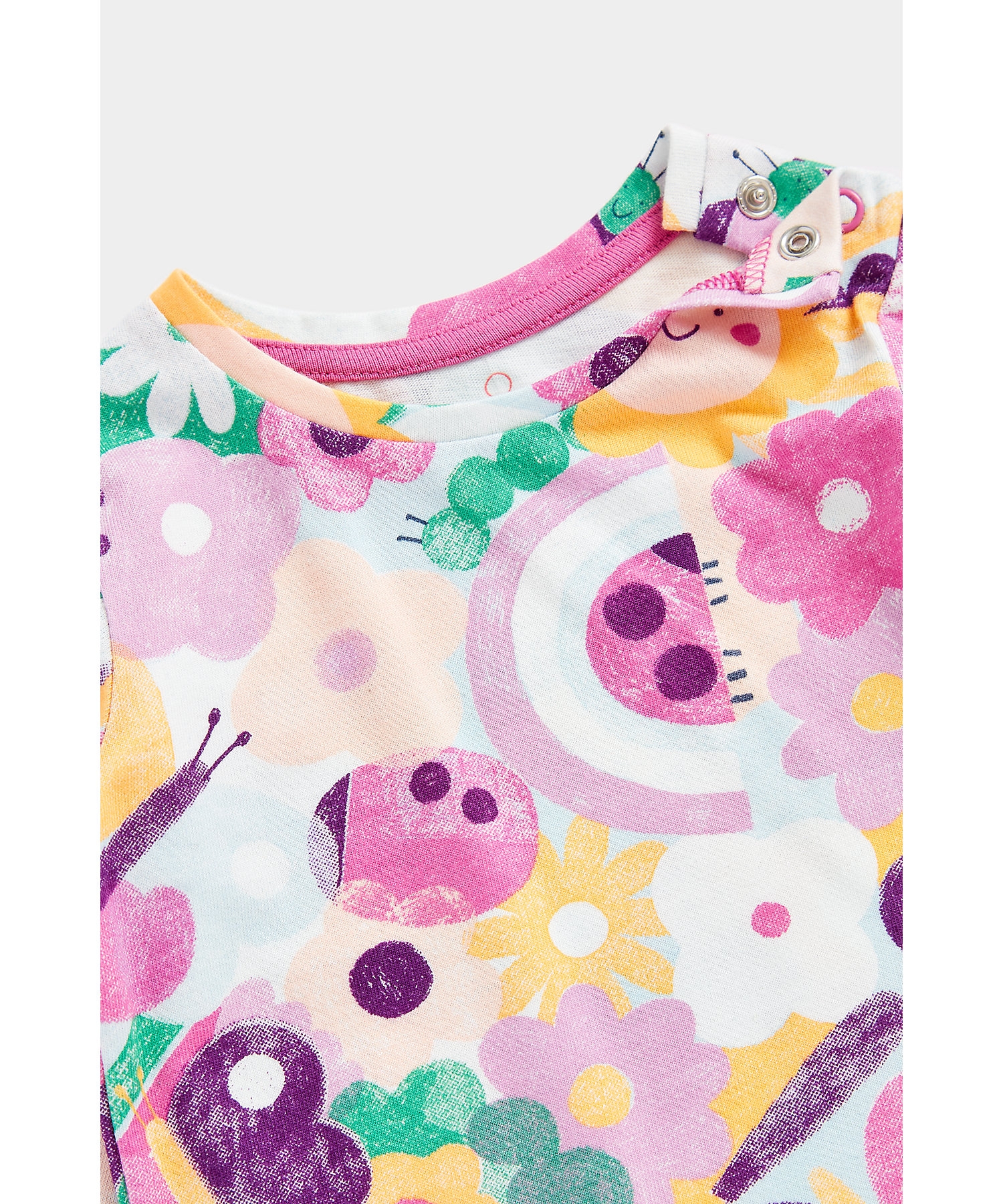 Mothercare | Girls Full Sleeves T-Shirt Flower Print-Pack of 1-Multicolor 7