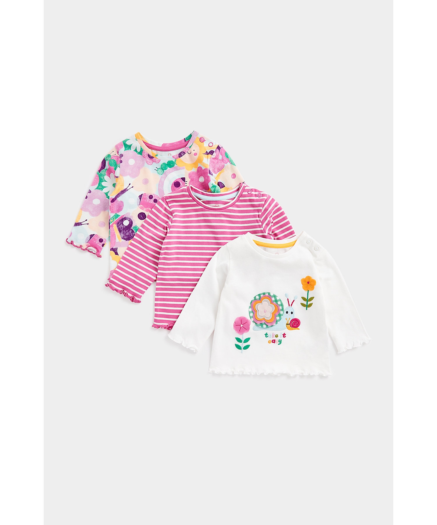 Mothercare | Girls Full Sleeves T-Shirt Flower Print-Pack of 1-Multicolor 1