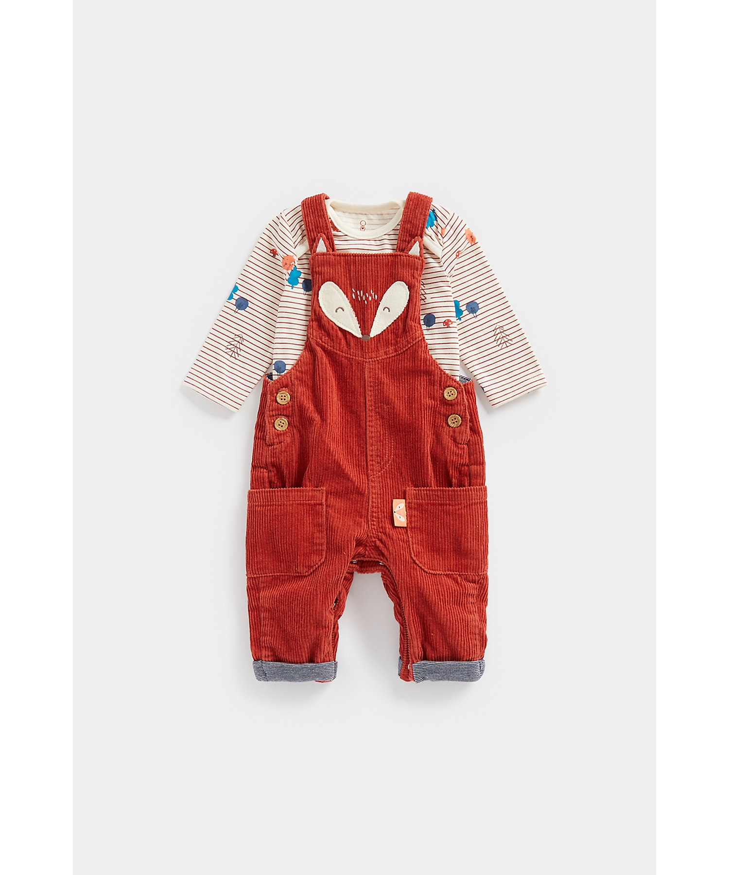 Mothercare | Unisex Full Sleeves Dungaree Set -Pack of 1-Red