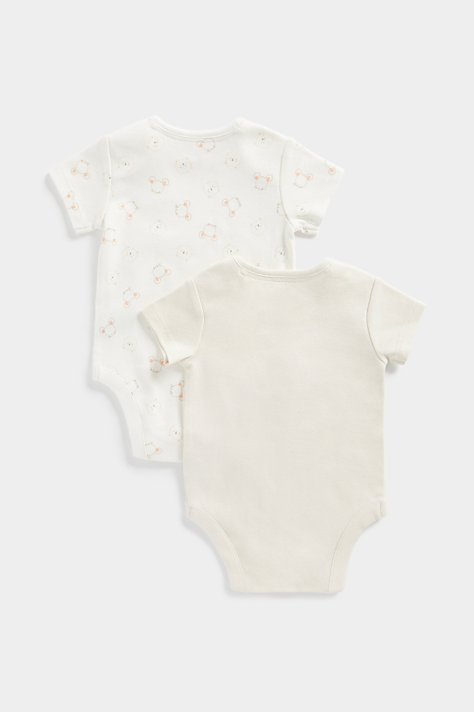 Mothercare Boys Half Sleeves My First Collection Bodysuit-Pack of 2-Cream