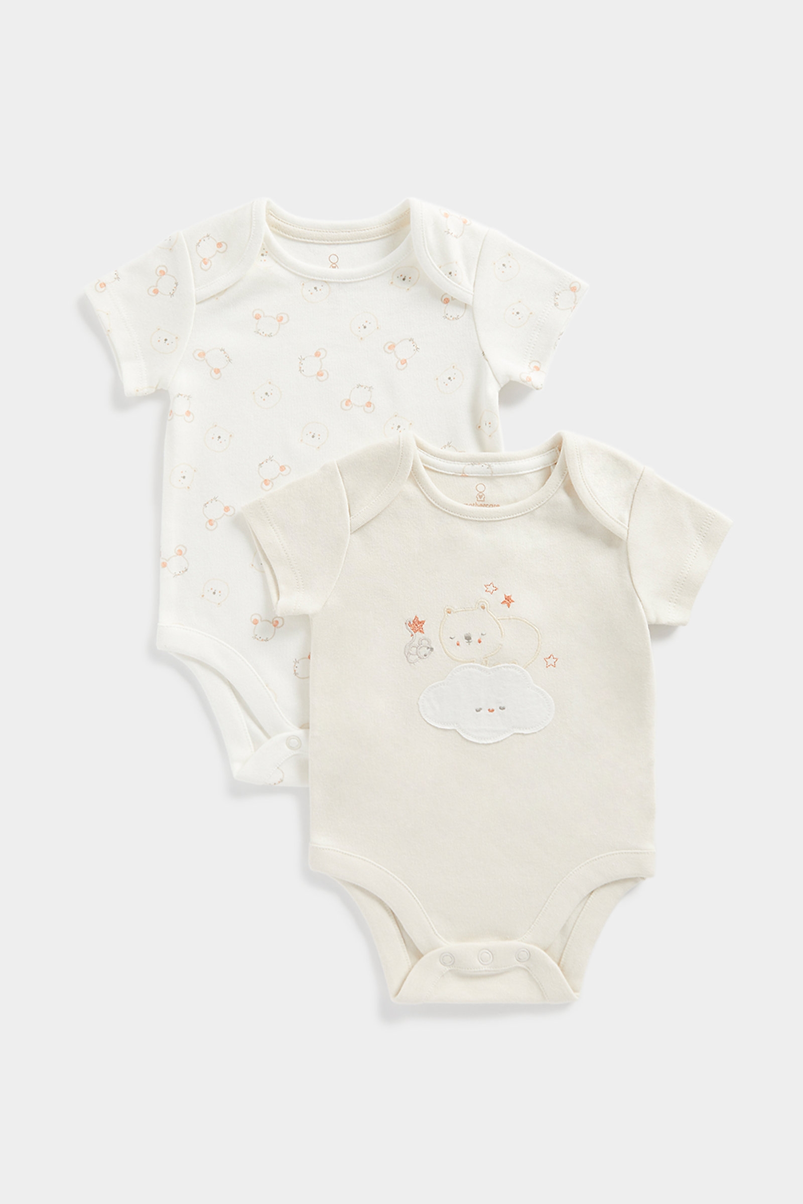 Boys Half Sleeves Bodysuit My First Bear and Mouse Bodysuits  -Cream