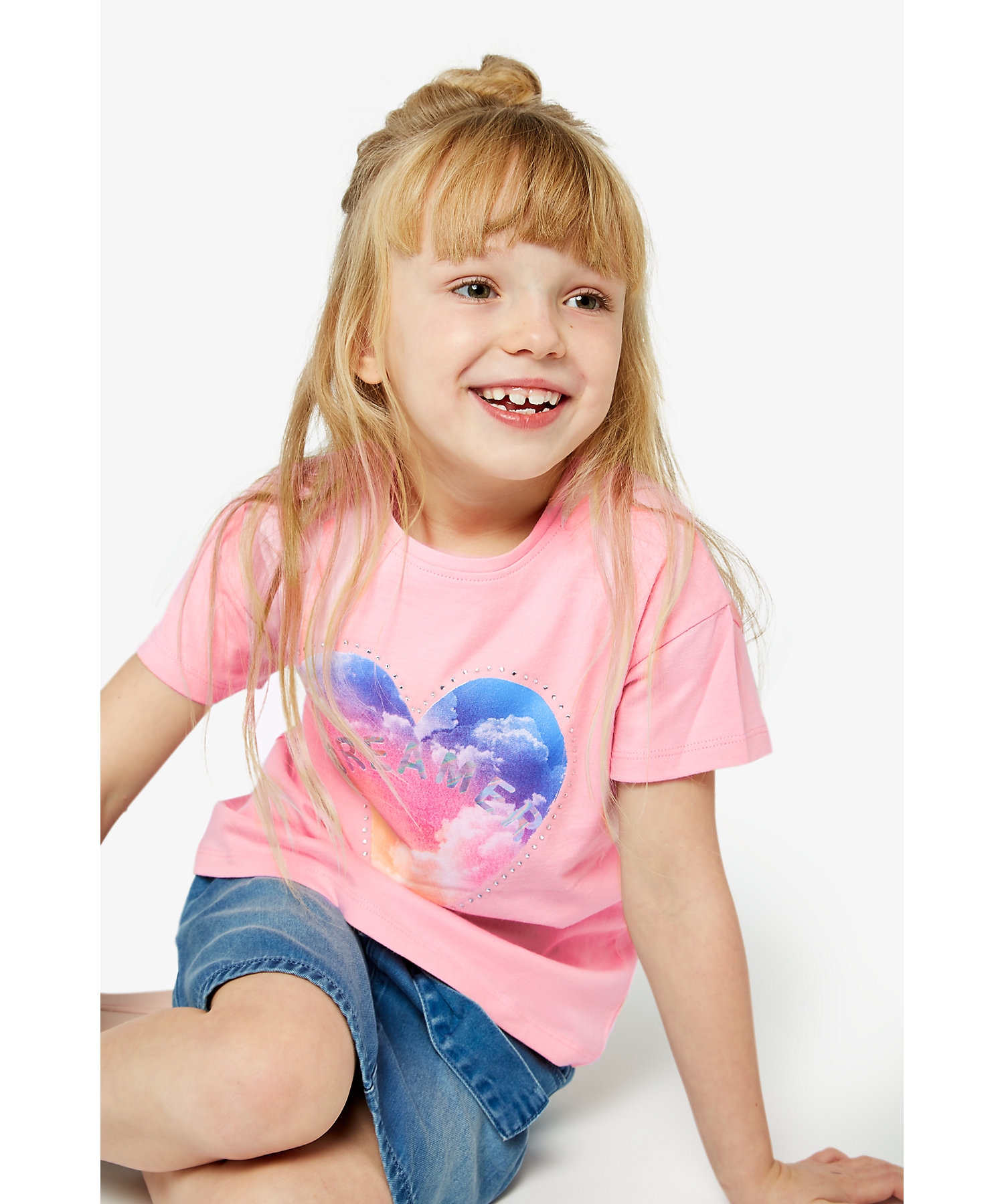 Girls Tops Dreamy Print with Sparkle-Pink