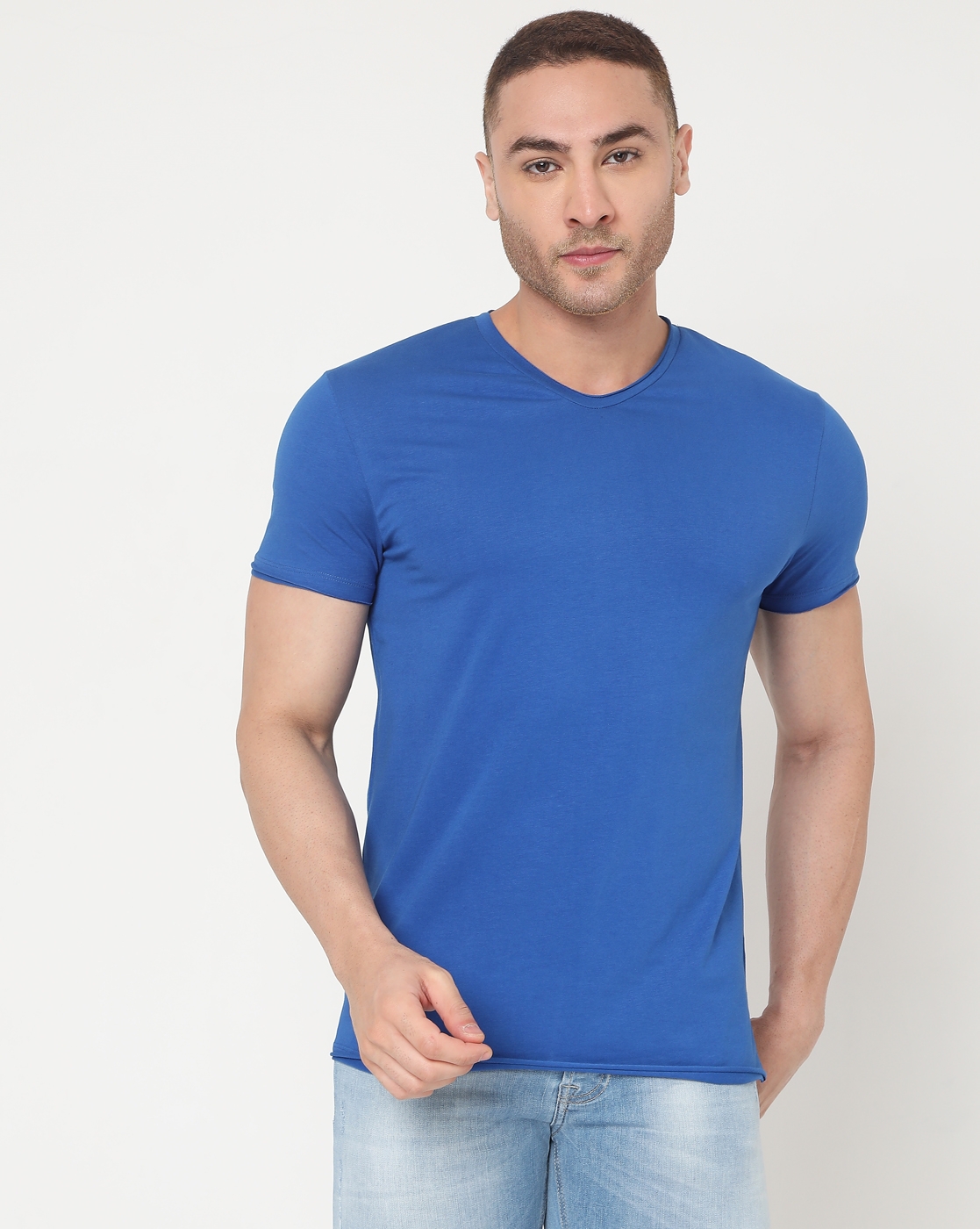 GAS | Men's Scuba V Basic Ec In Slim Fit Solid Tshirt