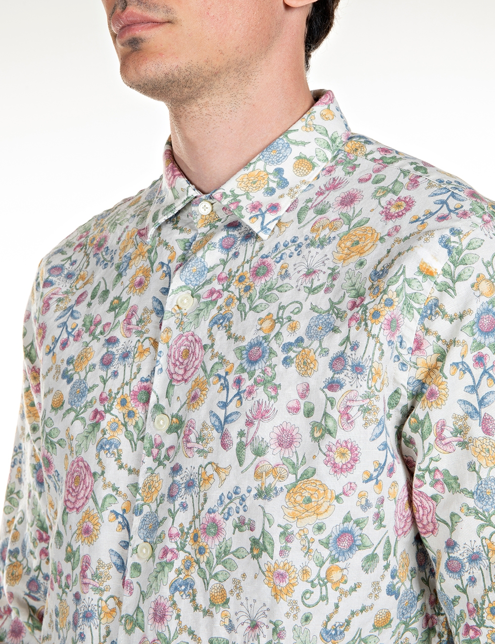 REPLAY | Linen and cotton floral shirt