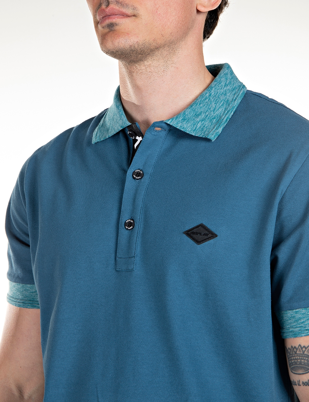 REPLAY | Polo shirt in stretch melange piqué