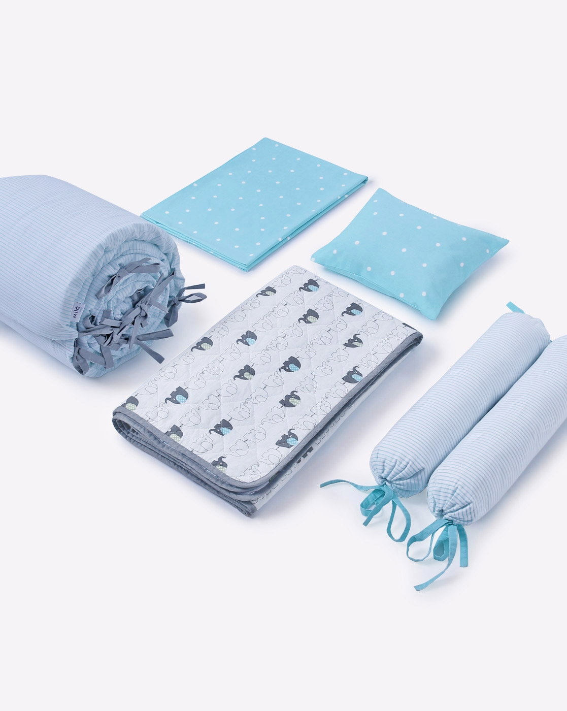 Mothercare | Mila Baby Elephant New Born Bedding Set (Large bundle with full bumper)
