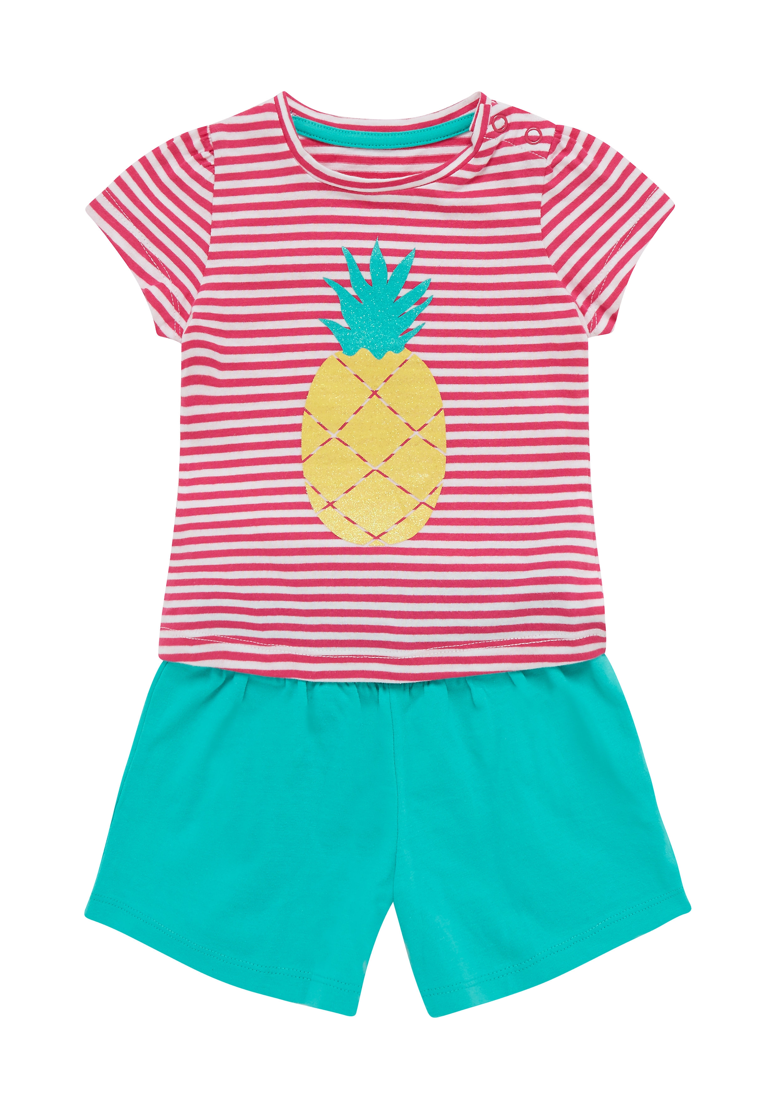 Mothercare | Girls Pineapple T-Shirt And Shorts Set - Pink