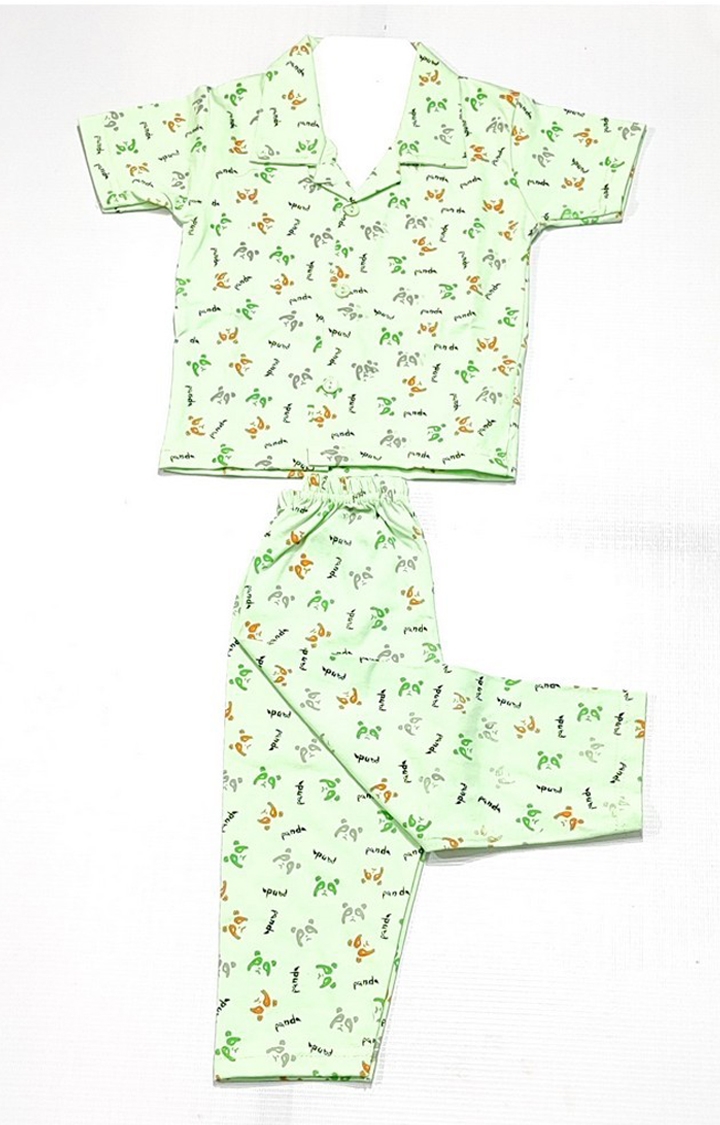 AAAKAR | Stylish Boy's Green Graphic Printed Shirt And Pyjama Set