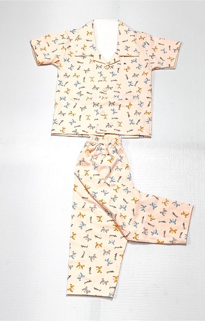 Stylish Boy's Orange Graphic Printed Shirt And Pyjama Set