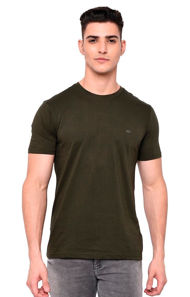 JB-CR-31C ROSIN PRECISELY OLIVE Men's Green Cotton Solid T-Shirts