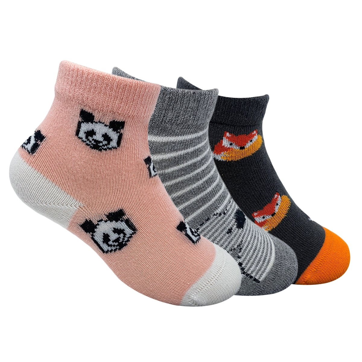 Mint & Oak | Mint & Oak Animal Cuteness Cotton Multi Ankle Length Socks for Kids - Pack of 3