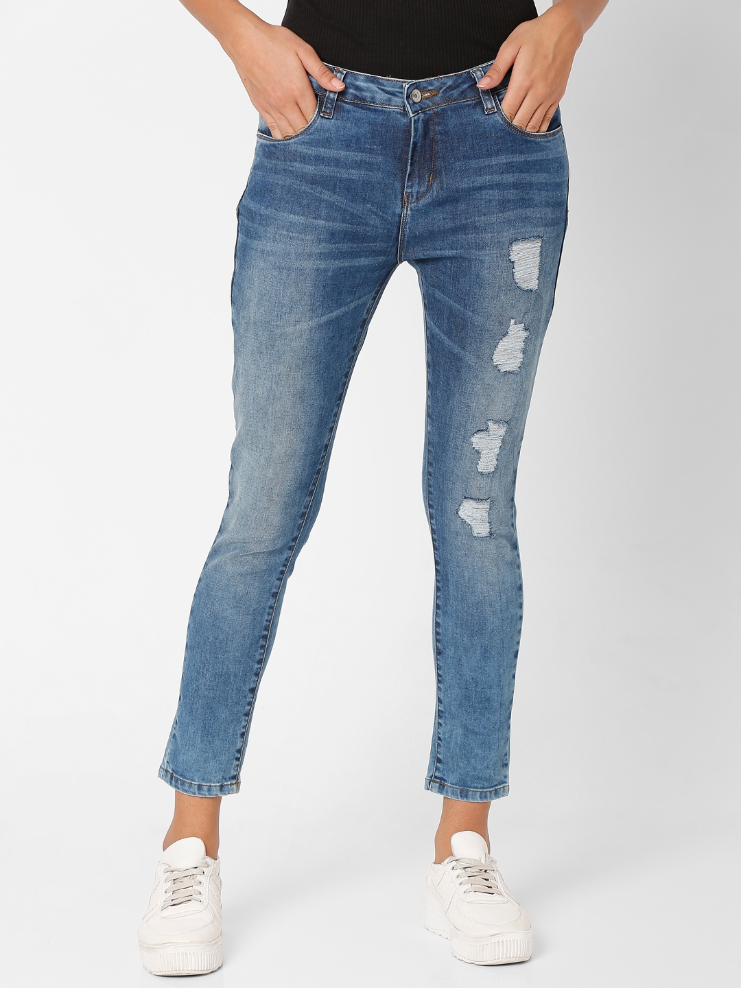 Women's Blue Cotton Straight Jeans