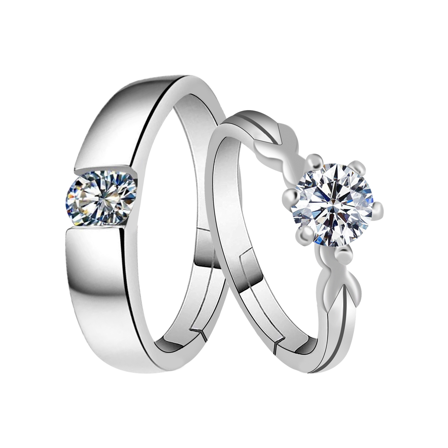 Paola Jewels | Paola Silverplated mesmarising Solitaire His and Her Adjustable proposal couple ring For Men And Women Jewellery 