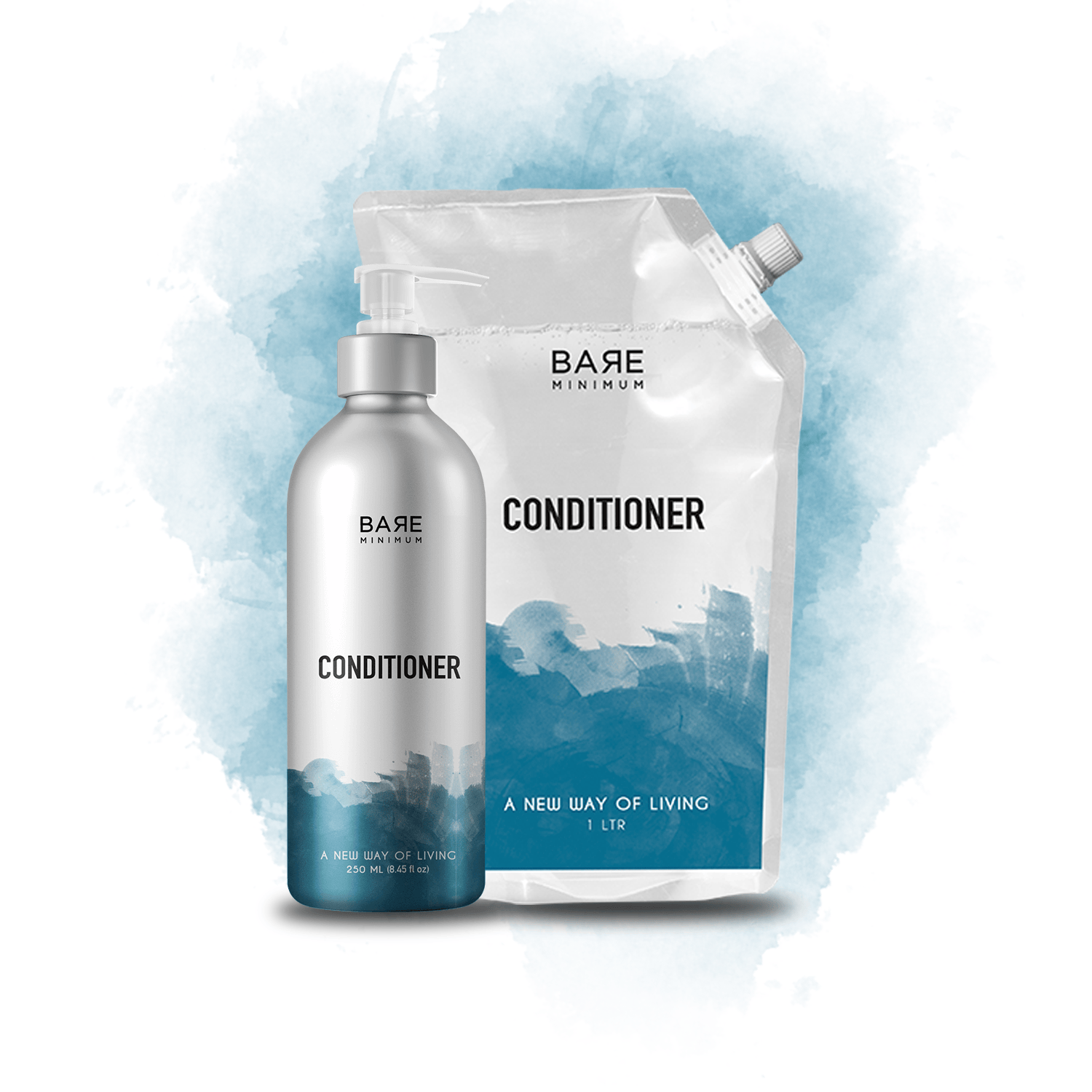 Bare Minimum | Combo of Conditioner Bottle + Refill Pack | With Extracts Of Aloe Vera And Amla | For Dandruff Free And Lustrous Hair | Chemical-Free | (Conditioner Bottle 250ML + Refill Pack 1L)