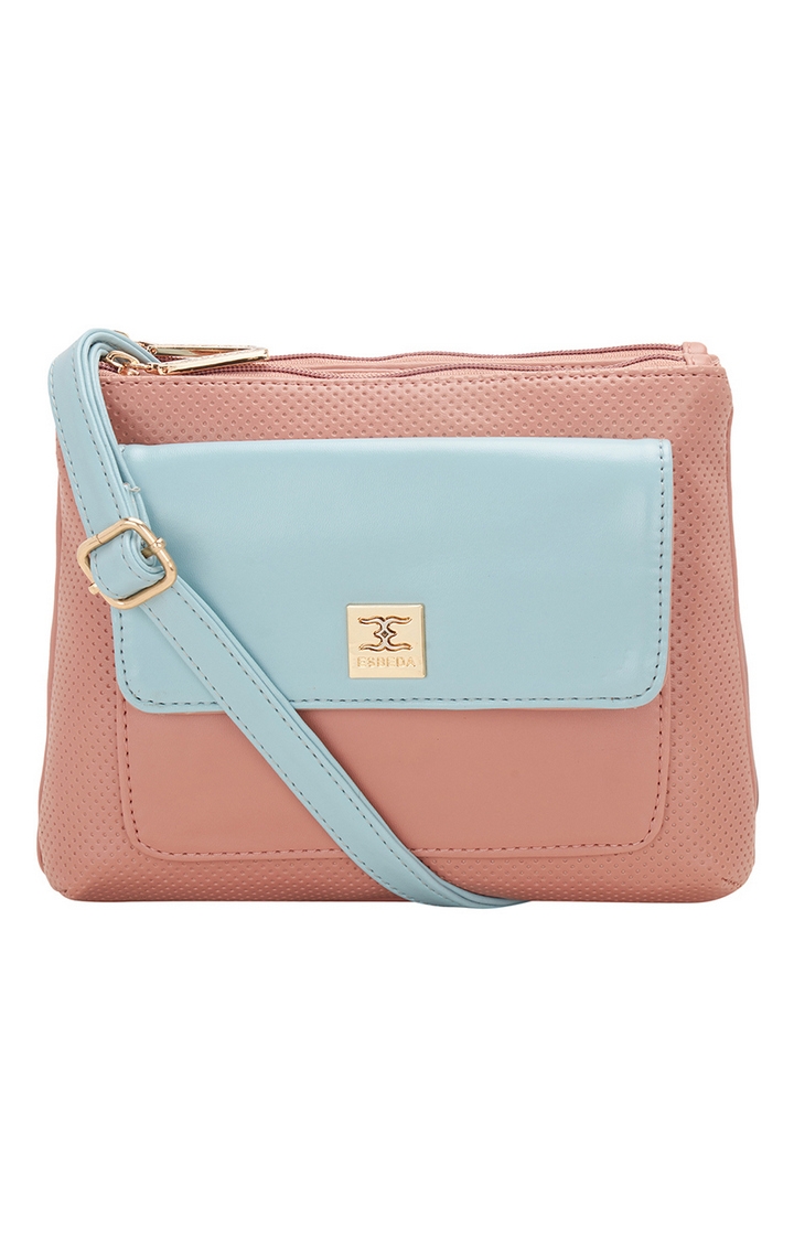 Women's Pink PU Solid Sling Bags