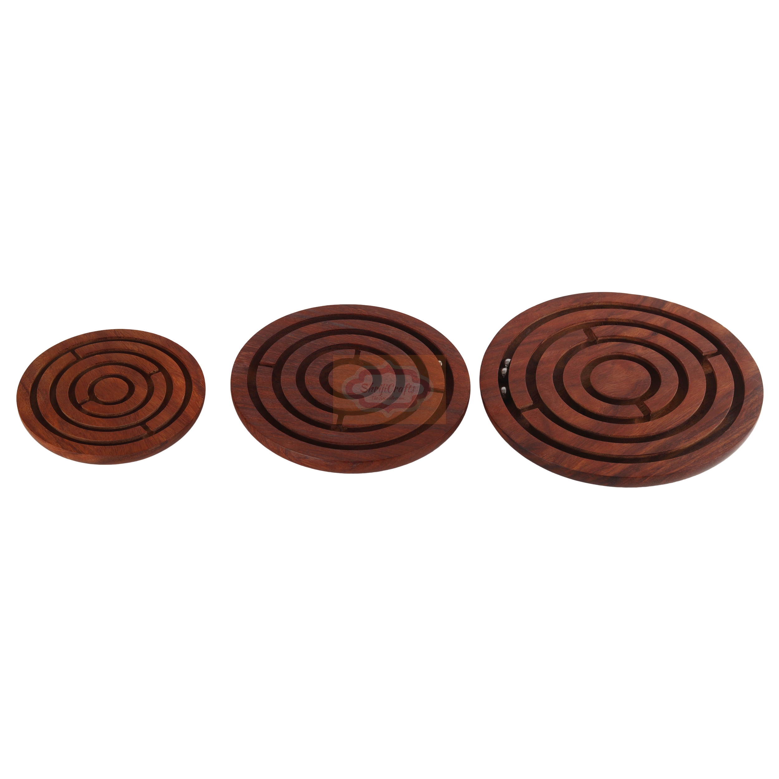 Shrijicrafts | ShrijiCrafts Wooden Labyrinth Ball-in-a-Maze Puzzle Game (Dia - 5 Inches)