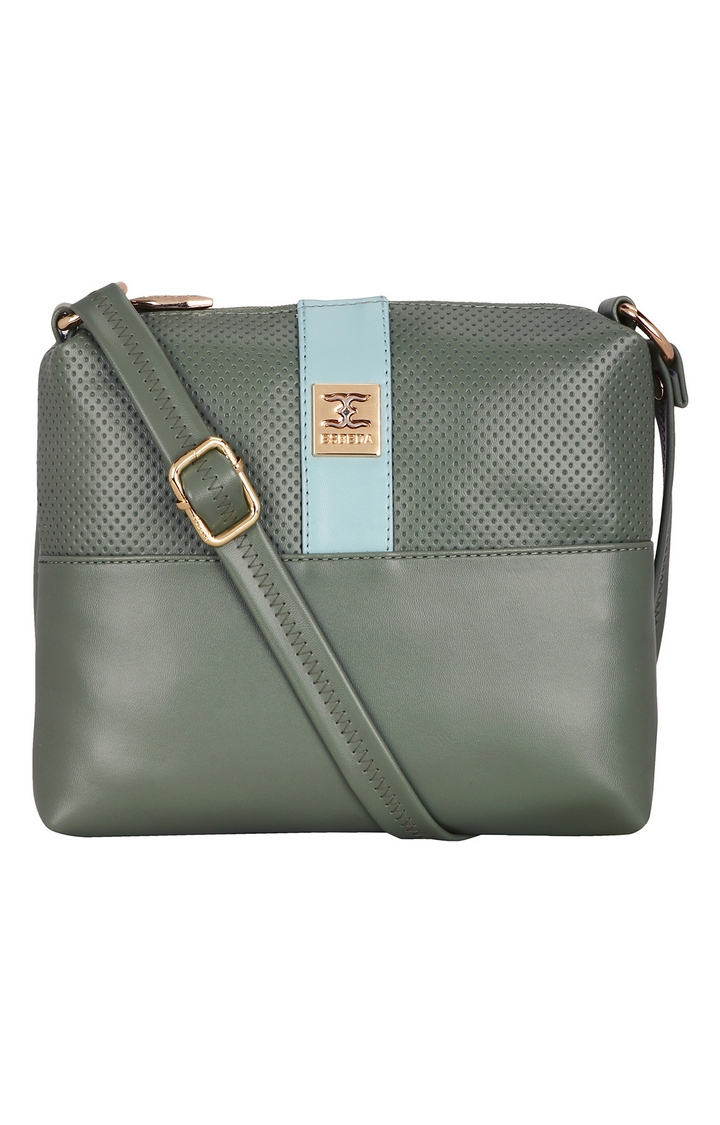 Women's Green PU Solid Handbags