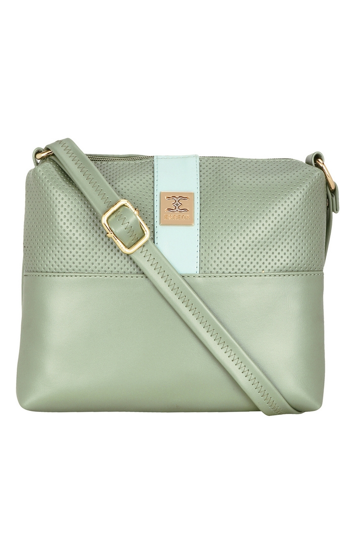 Women's Green PU Solid Handbags