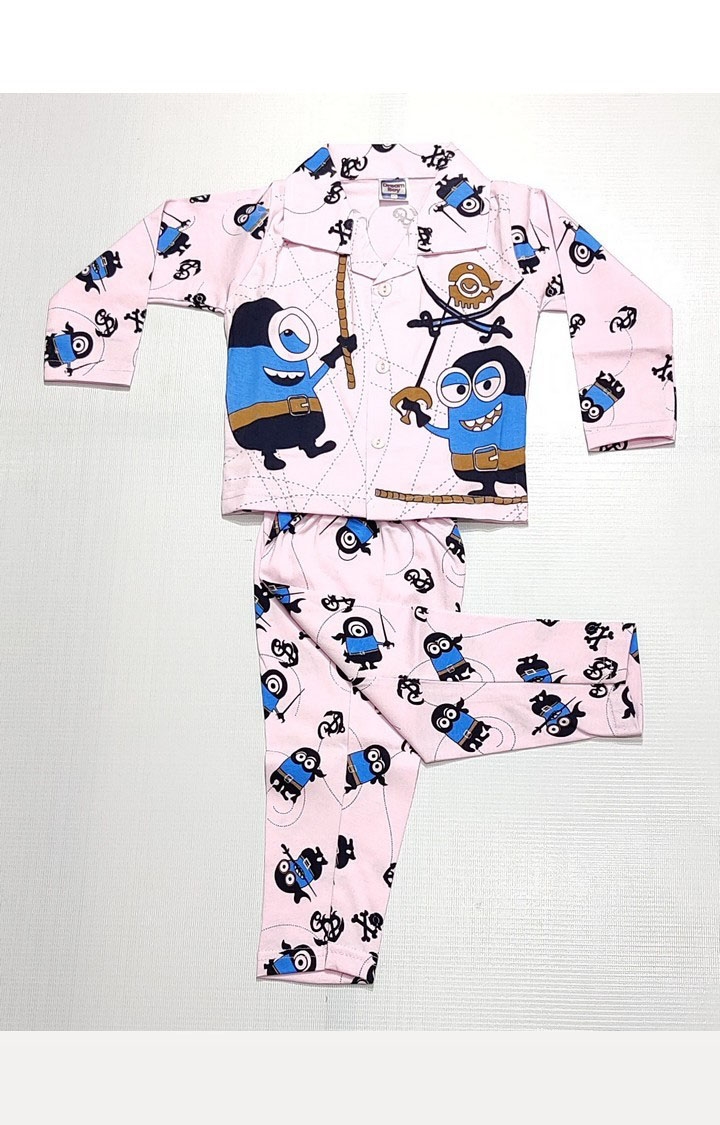 AAAKAR | Pink Stylish Minions Printed Top and Pyjama Set