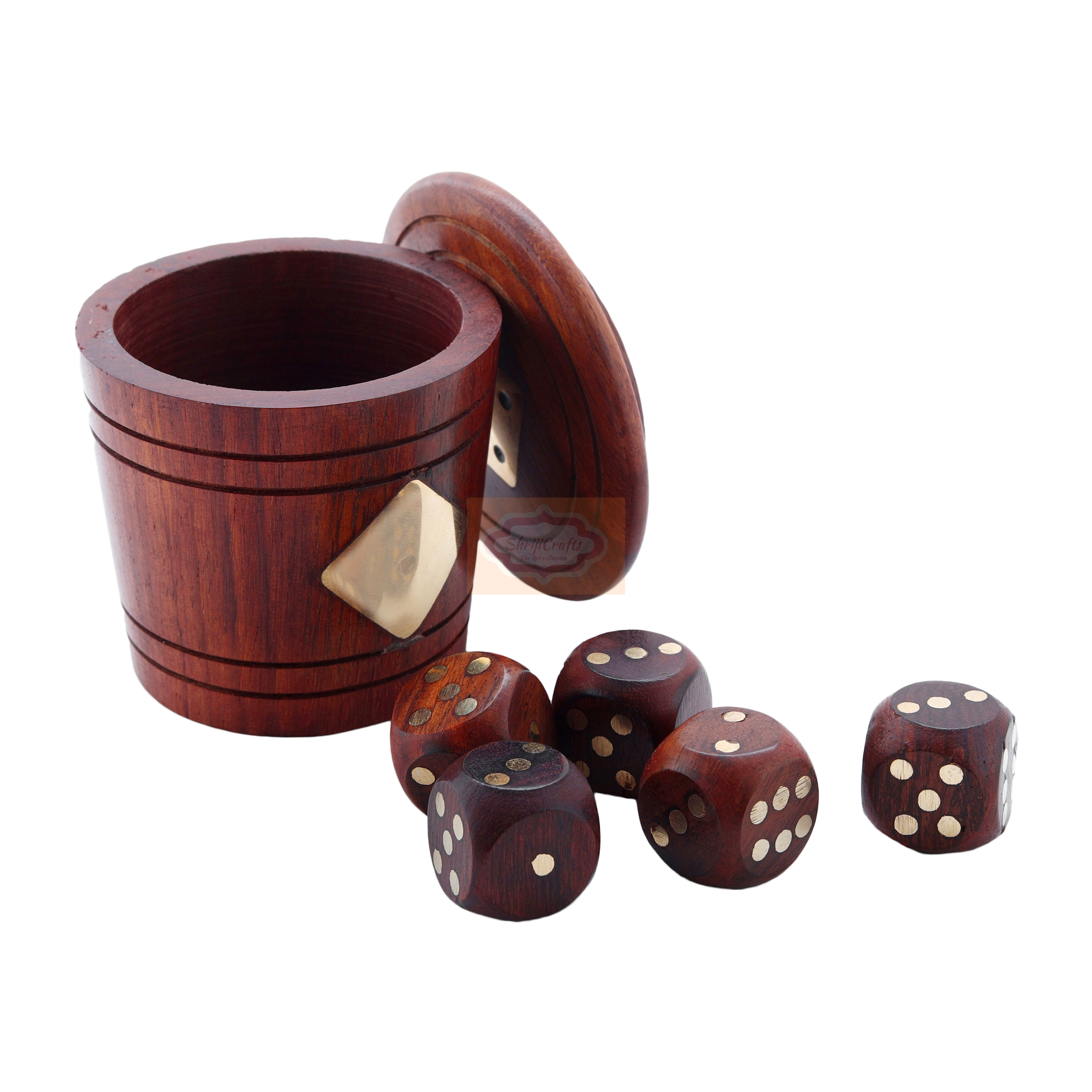 Shrijicrafts | ShrijiCrafts Handmade wooden Dice and Box Set with 5 dice