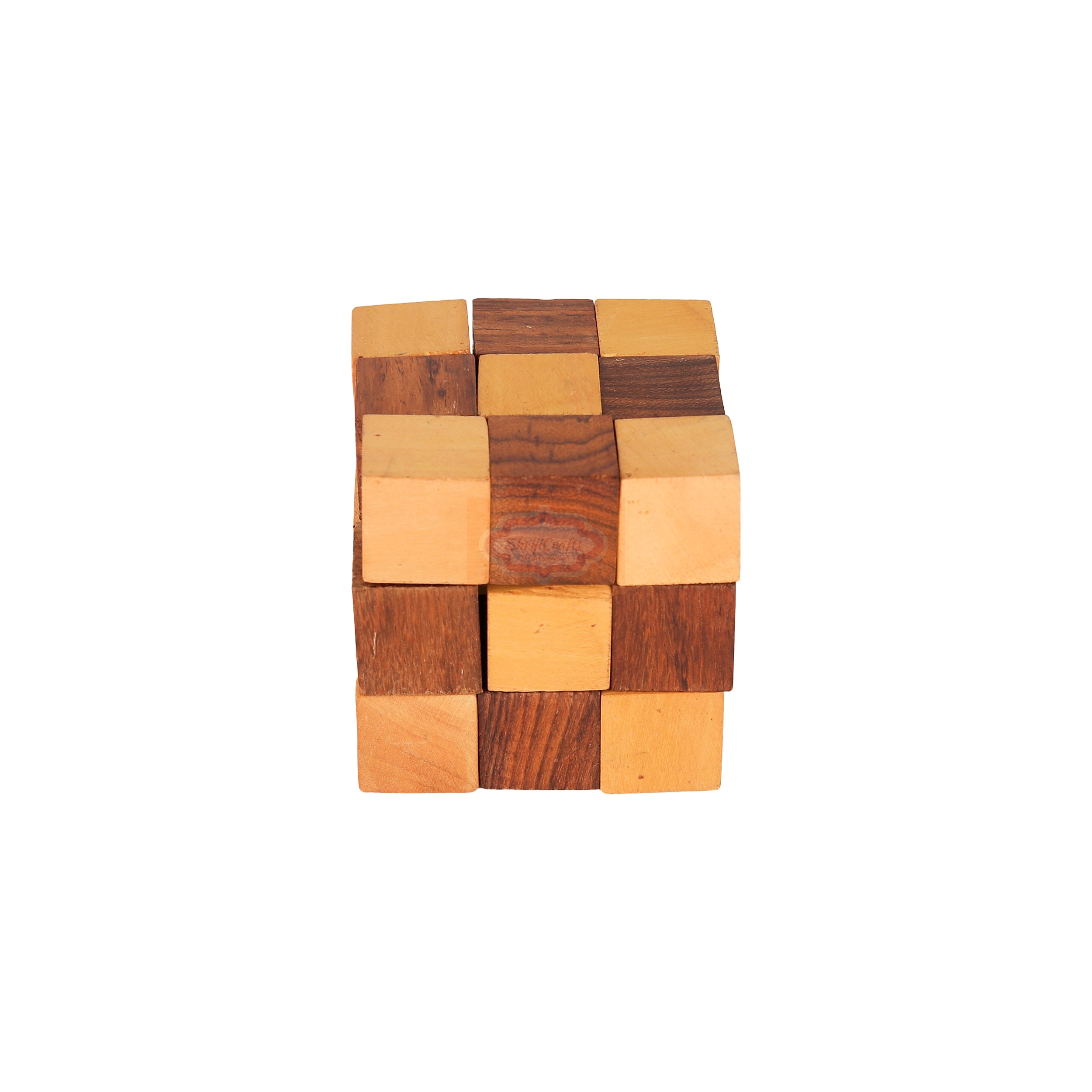 Shrijicrafts | ShrijiCrafts® Wooden IQ Teaser Puzzle Adult Snake Cube Handmade India Unique Gifts for Kids and Adult (2.5x2.5x2.5-inch)