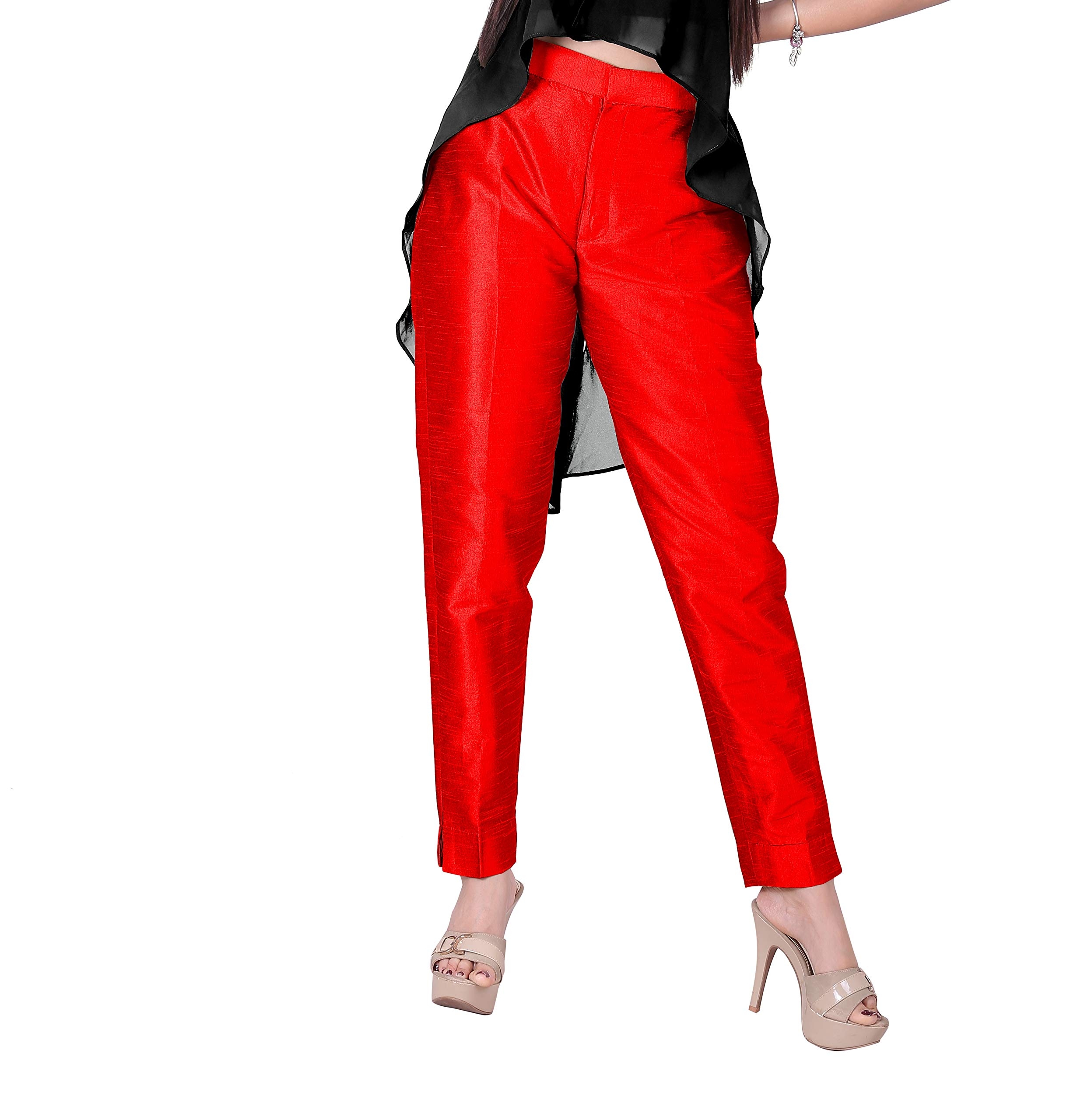 Red SolId Trousers