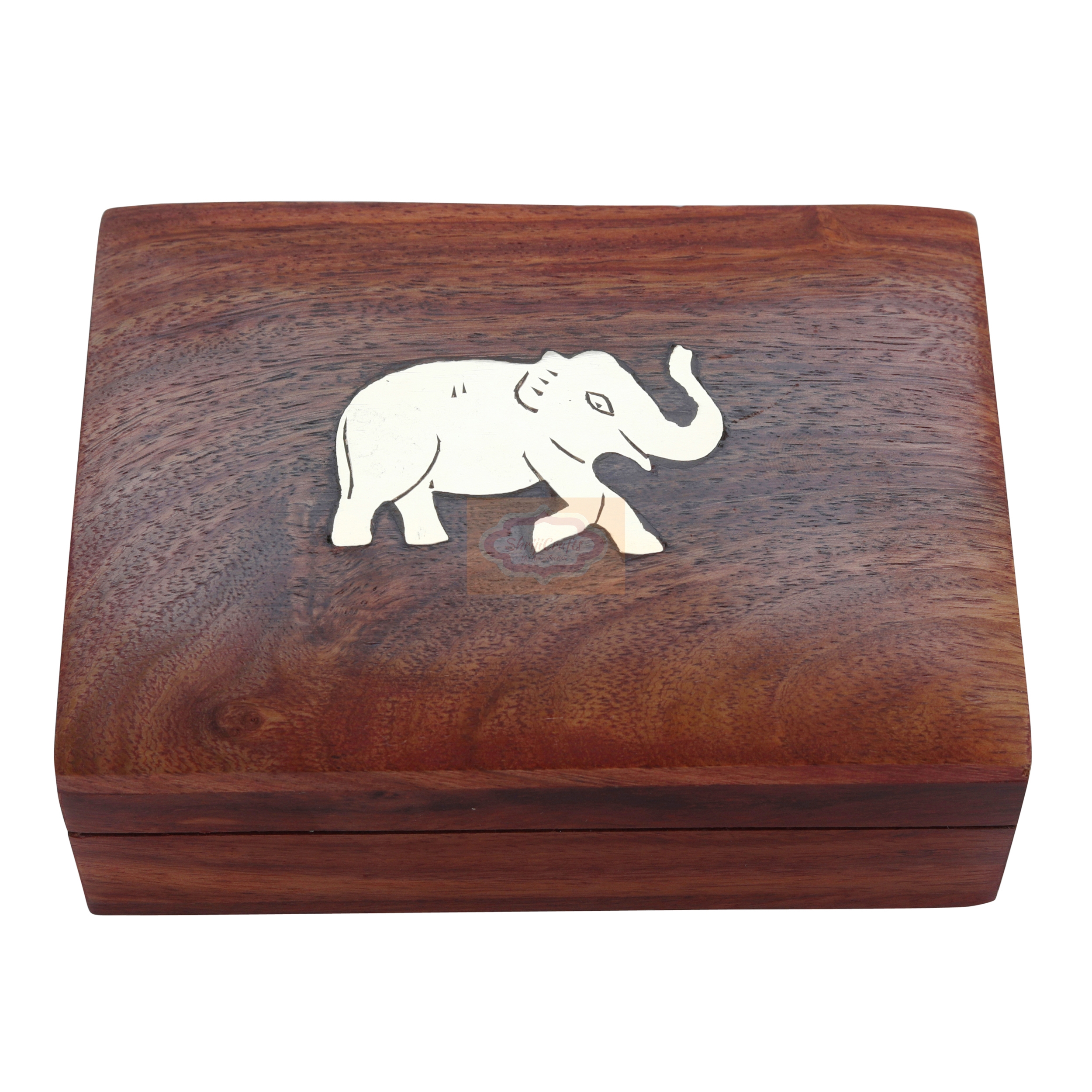 Shrijicrafts | ShrijiCrafts Playing Card Rosewood Deck Case Holder Box Elephant Design