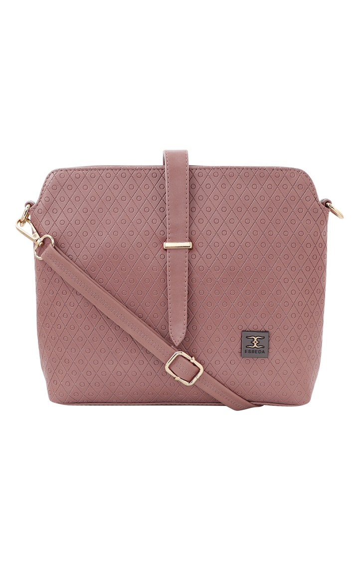 Women's Pink PU Textured Sling Bags