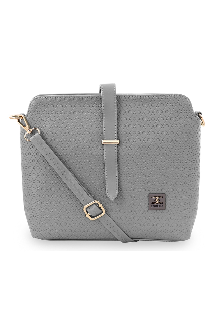 Women's Grey PU Textured Sling Bags