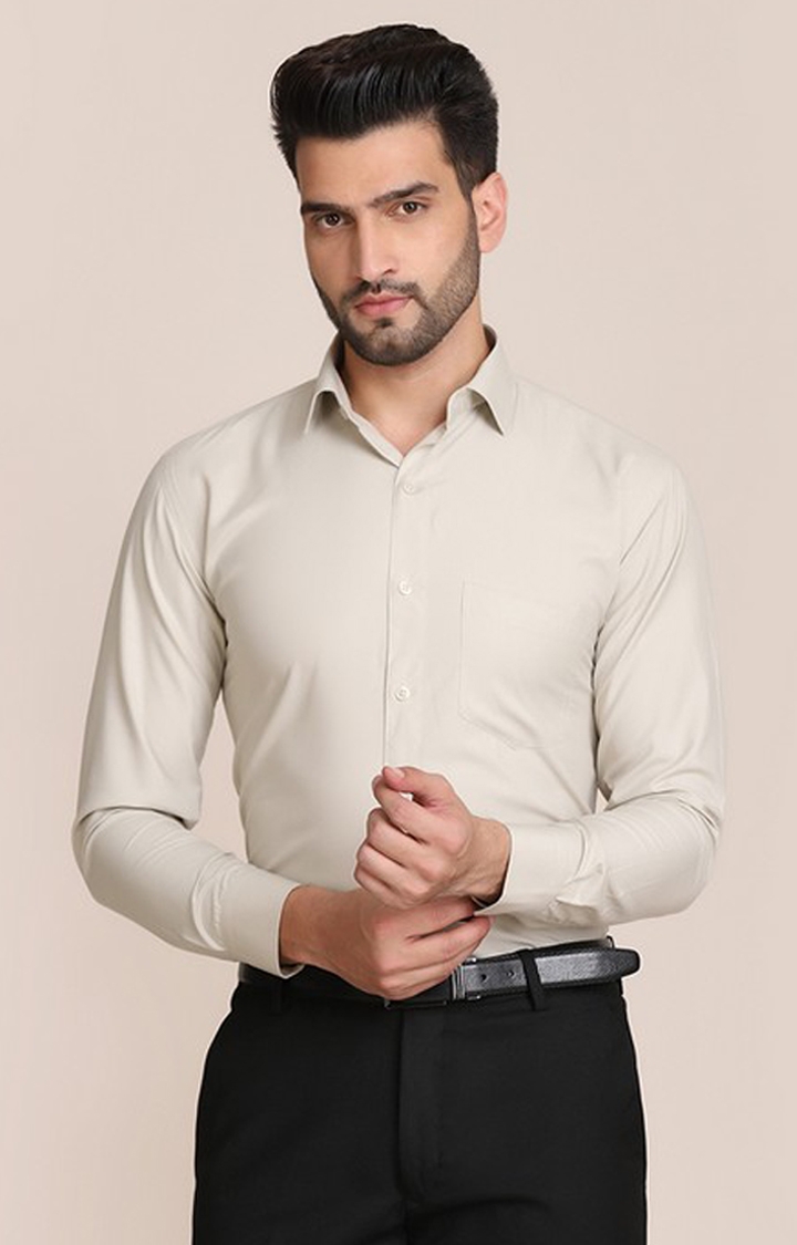 TAHVO | Tahvo Men Slim Fit Beige Casual Shirt 