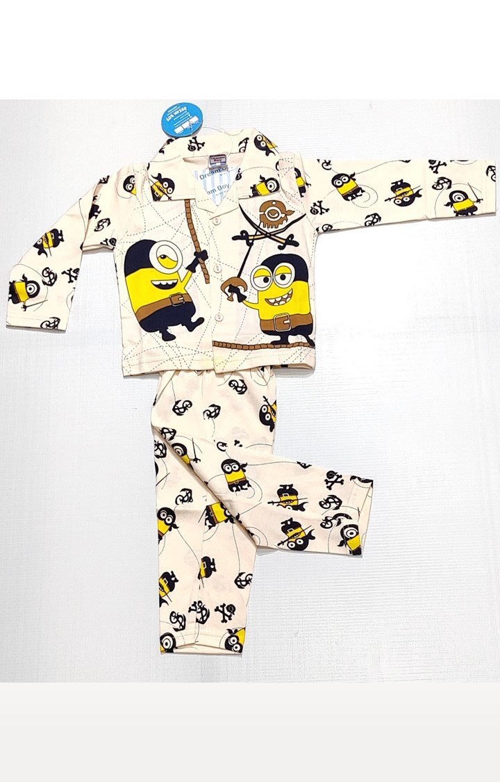 AAAKAR | Peach Stylish Minions Printed Top and Pyjama Set