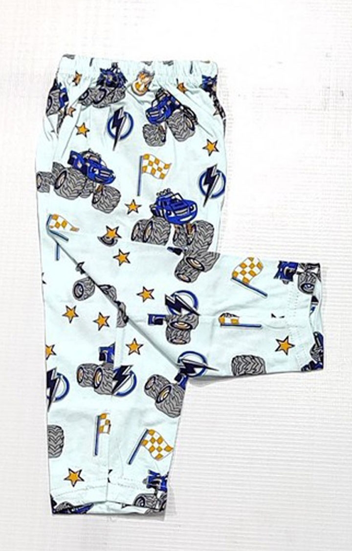 Stylish Boy's Blue Graphic Printed Shirt And Pyjama Set