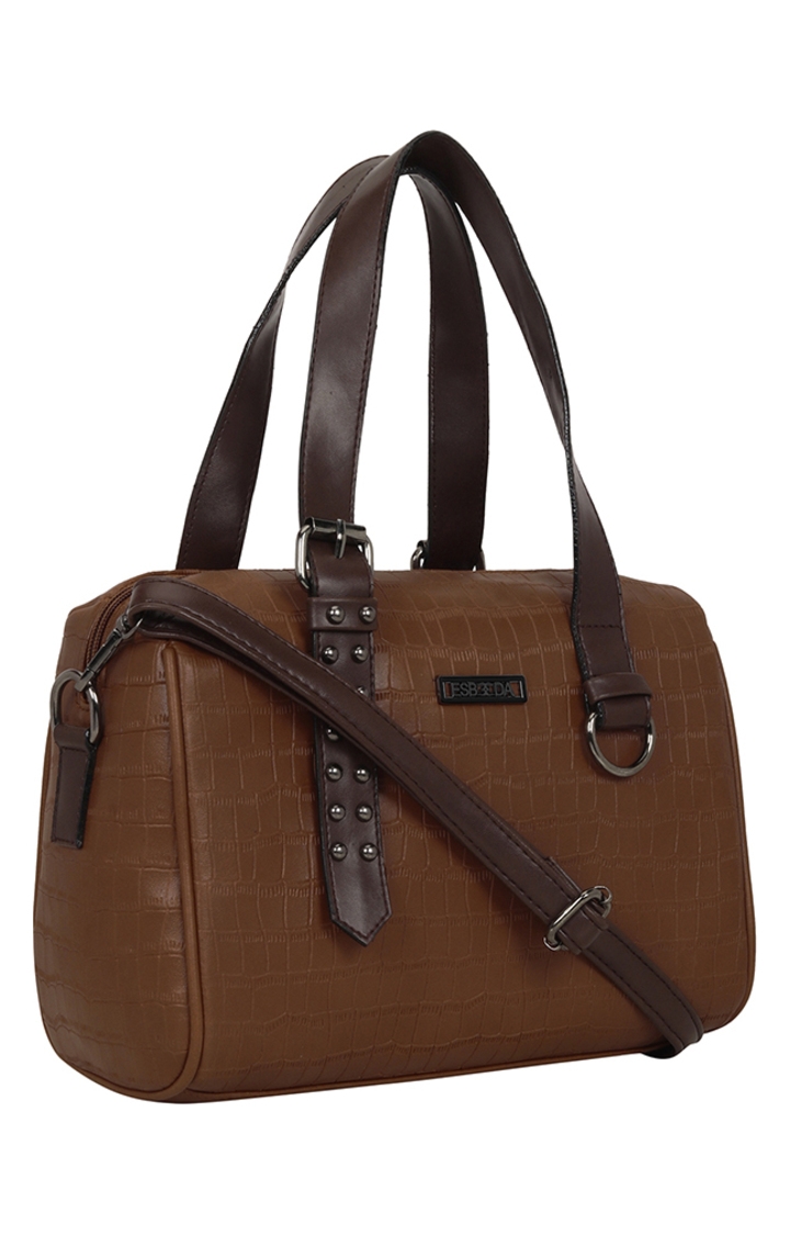 Women's Brown PU Solid Handbags