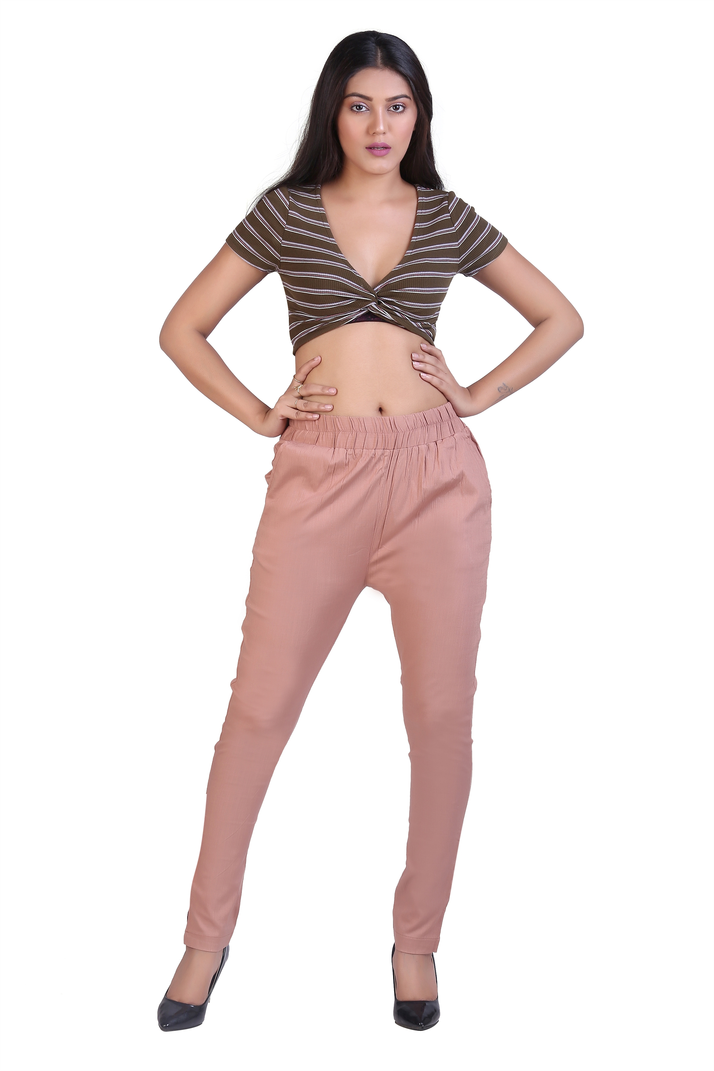 Black Lady | Pink Solid  Trouser