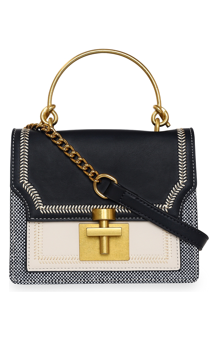 ESBEDA | Black  &  Cream Solid Handbags