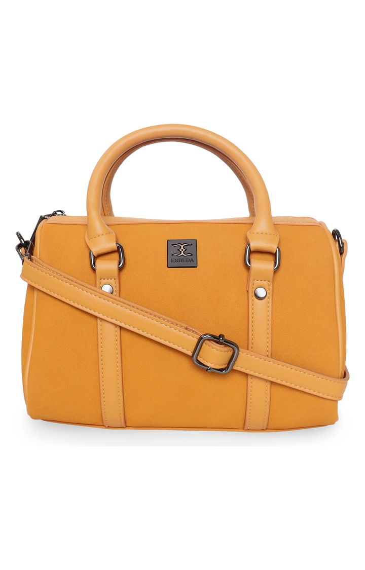 Women's Yellow PU Solid Handbags