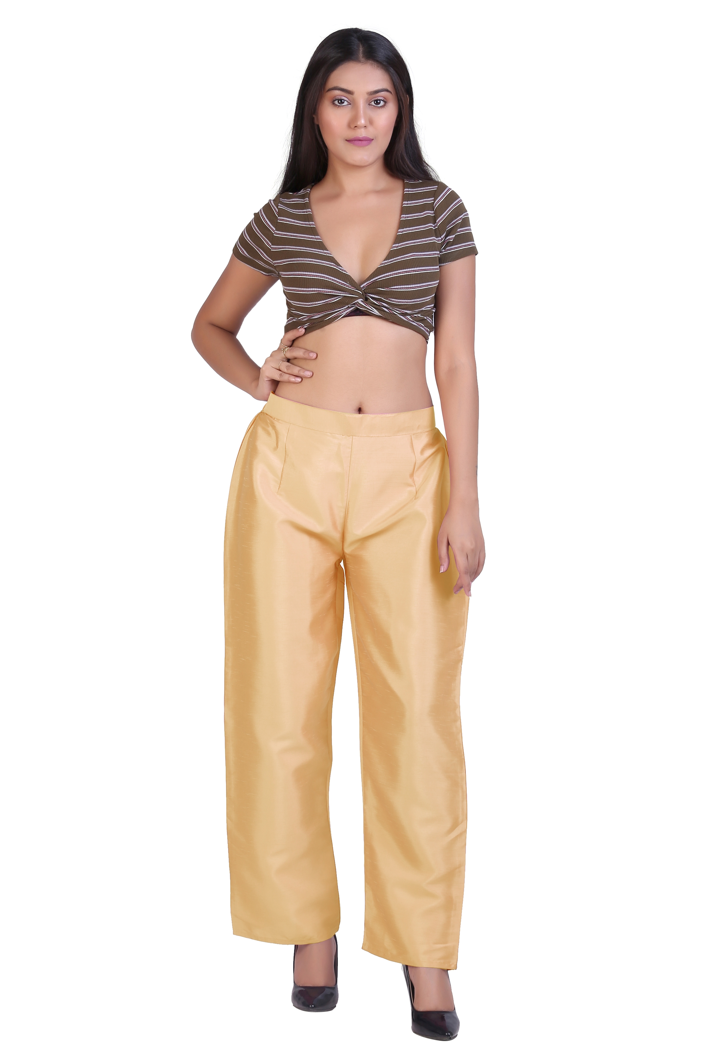 Black Lady | Gold Solid Trousers