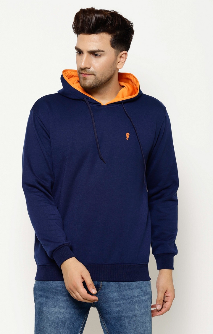 Eppe | Eppe Men's Blue Hoodie With Drawstring Sweatshirt